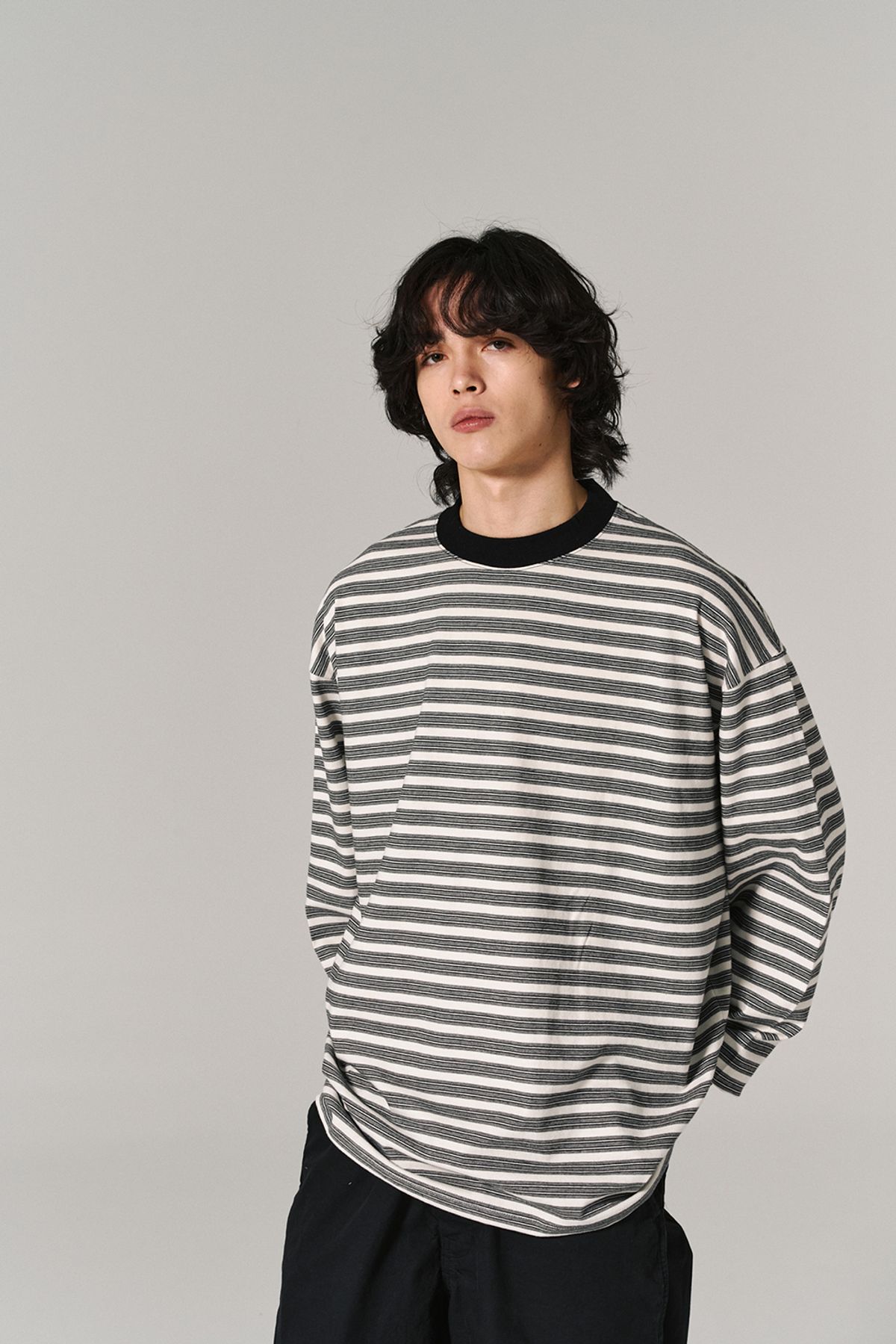 히즈핸더(HISHANDER) BORDER L/S T-SHIRTS ECRU
