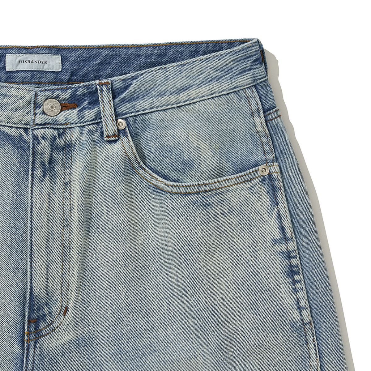 히즈핸더(HISHANDER) WASHED 5P DENIM PANTS BLEACHED INDIGO