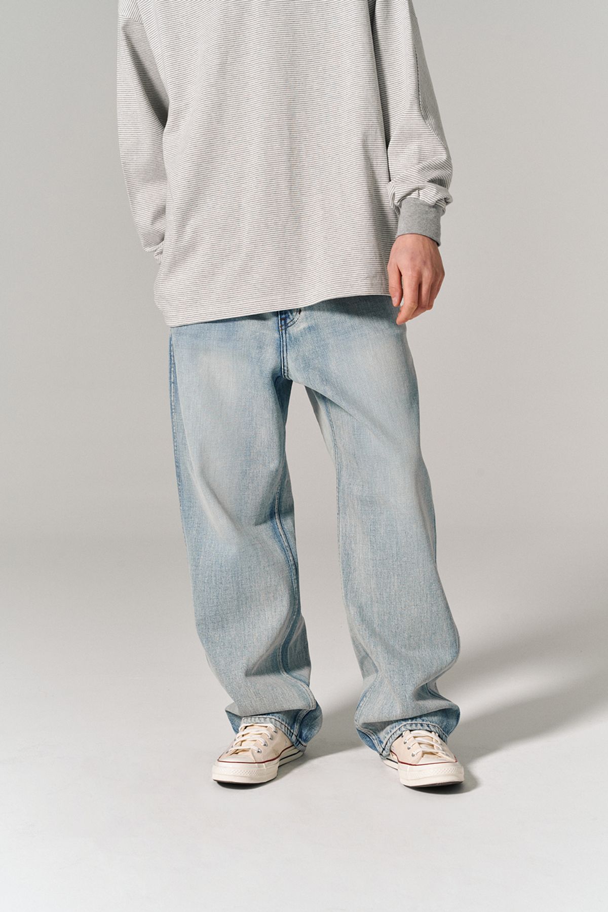히즈핸더(HISHANDER) WASHED 5P DENIM PANTS BLEACHED INDIGO