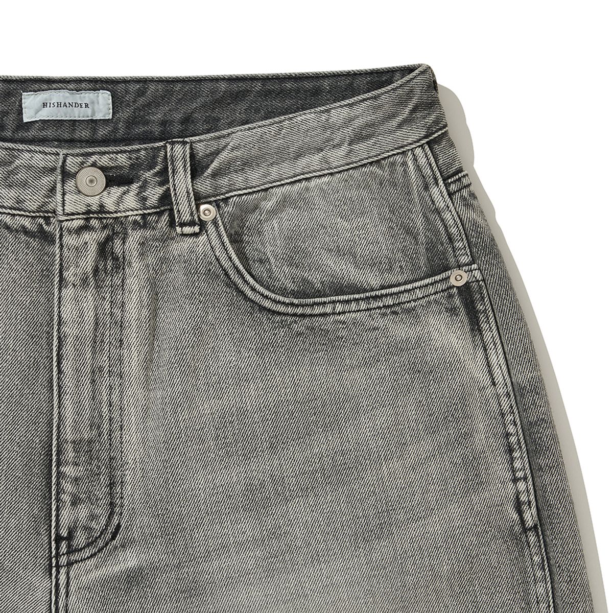 히즈핸더(HISHANDER) WASHED 5P DENIM PANTS BLEACHED BLACK