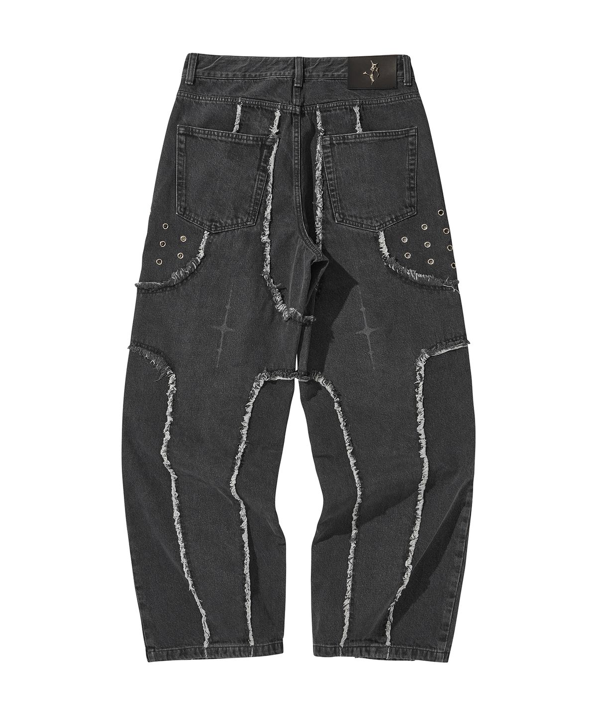 리베레(LIBERE) DESTROYED CROSS DENIM PANTS / BLACK