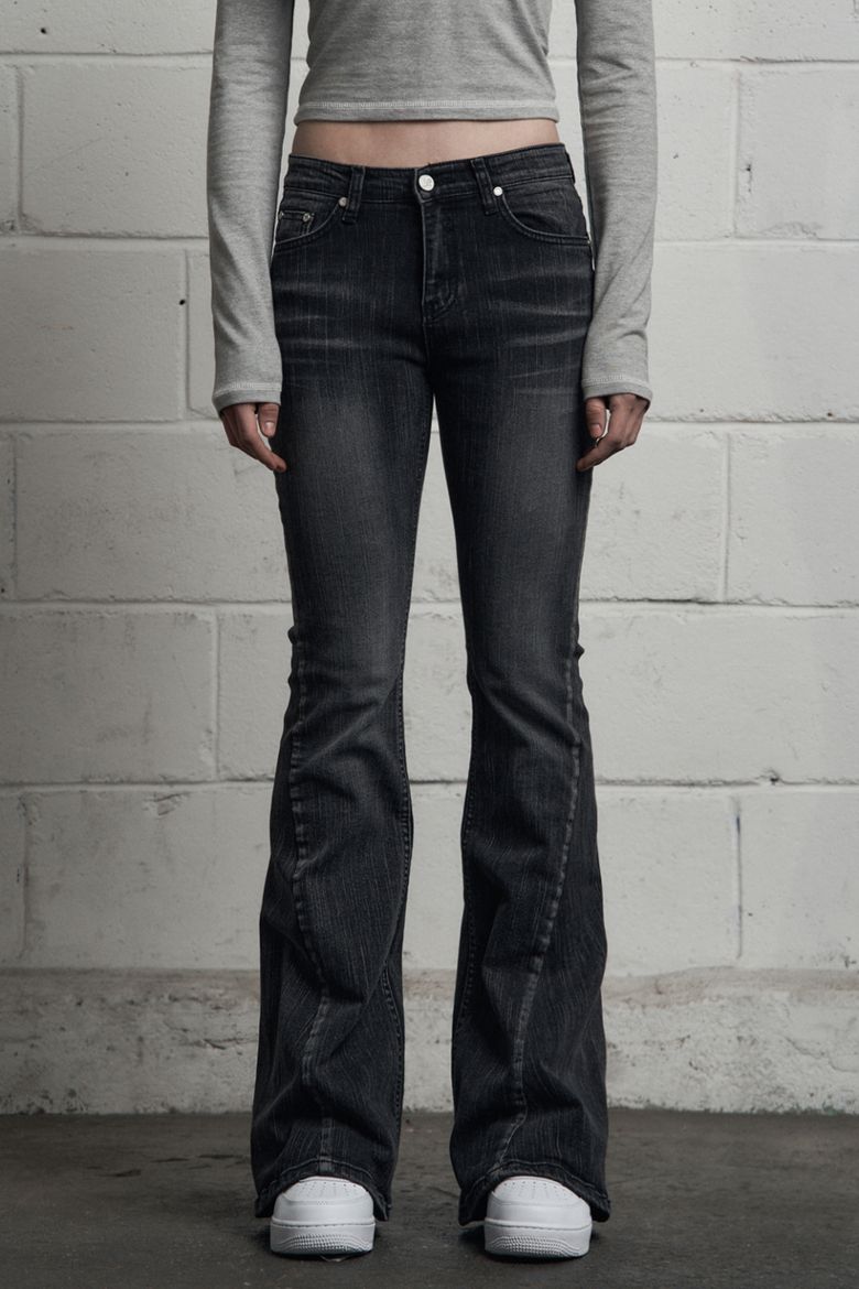 SYNERJYN SLUB CAT WASHING DENIM PANTS BLACK - 公式