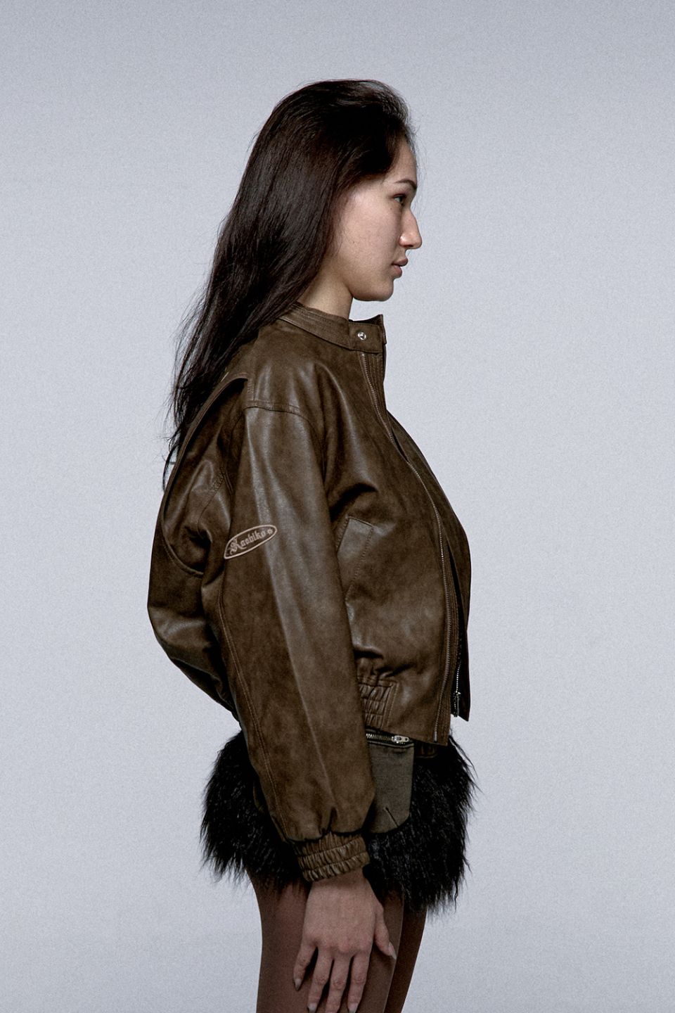 MUSINSA公式 | KASHIKO Yantra Faux Leather jacket Brown