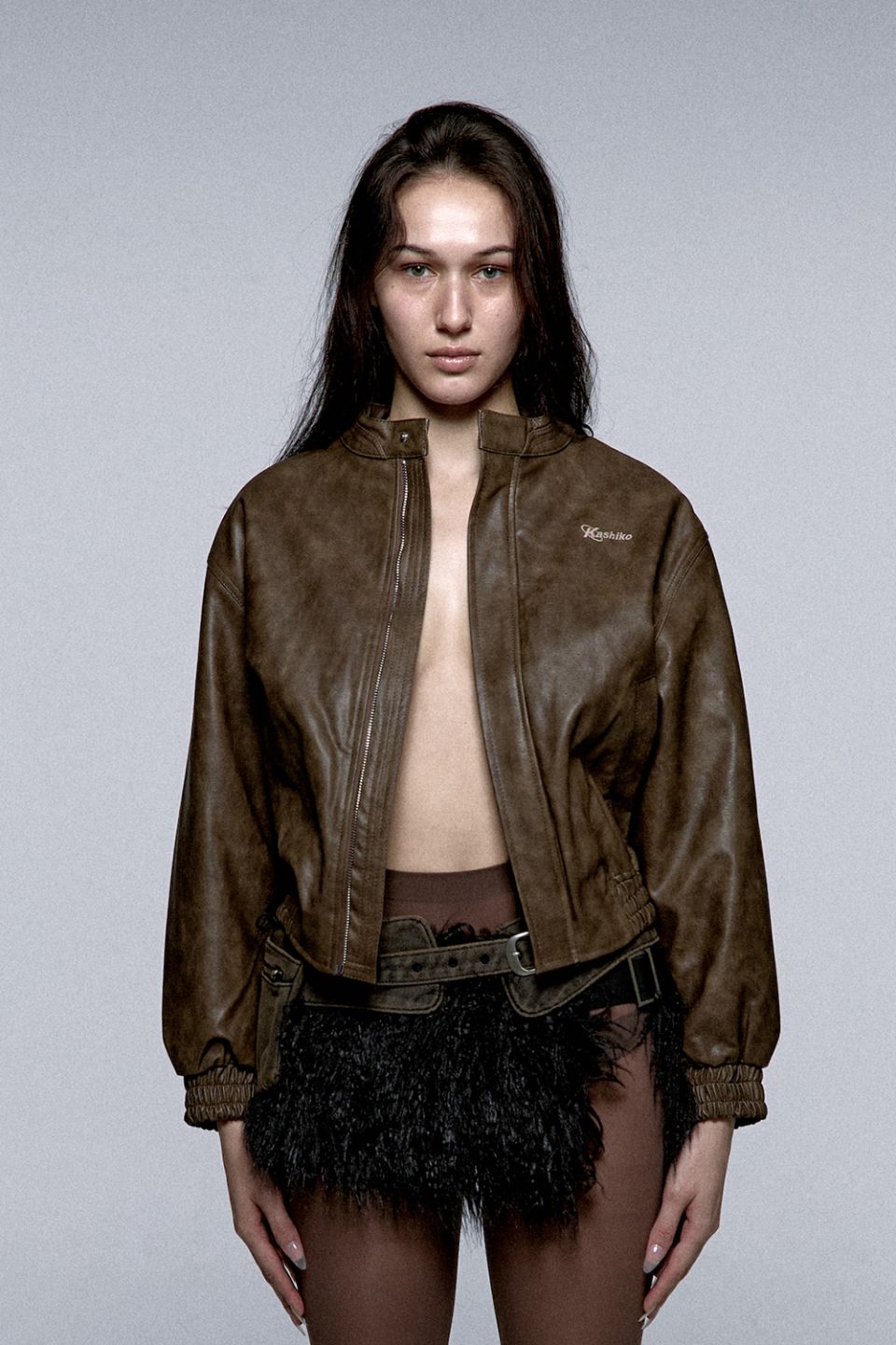 fiction tokyo ❤︎ Faux Leather Blouson MUSINSA | KASHIKO Yantra Faux Leather jacket Brown