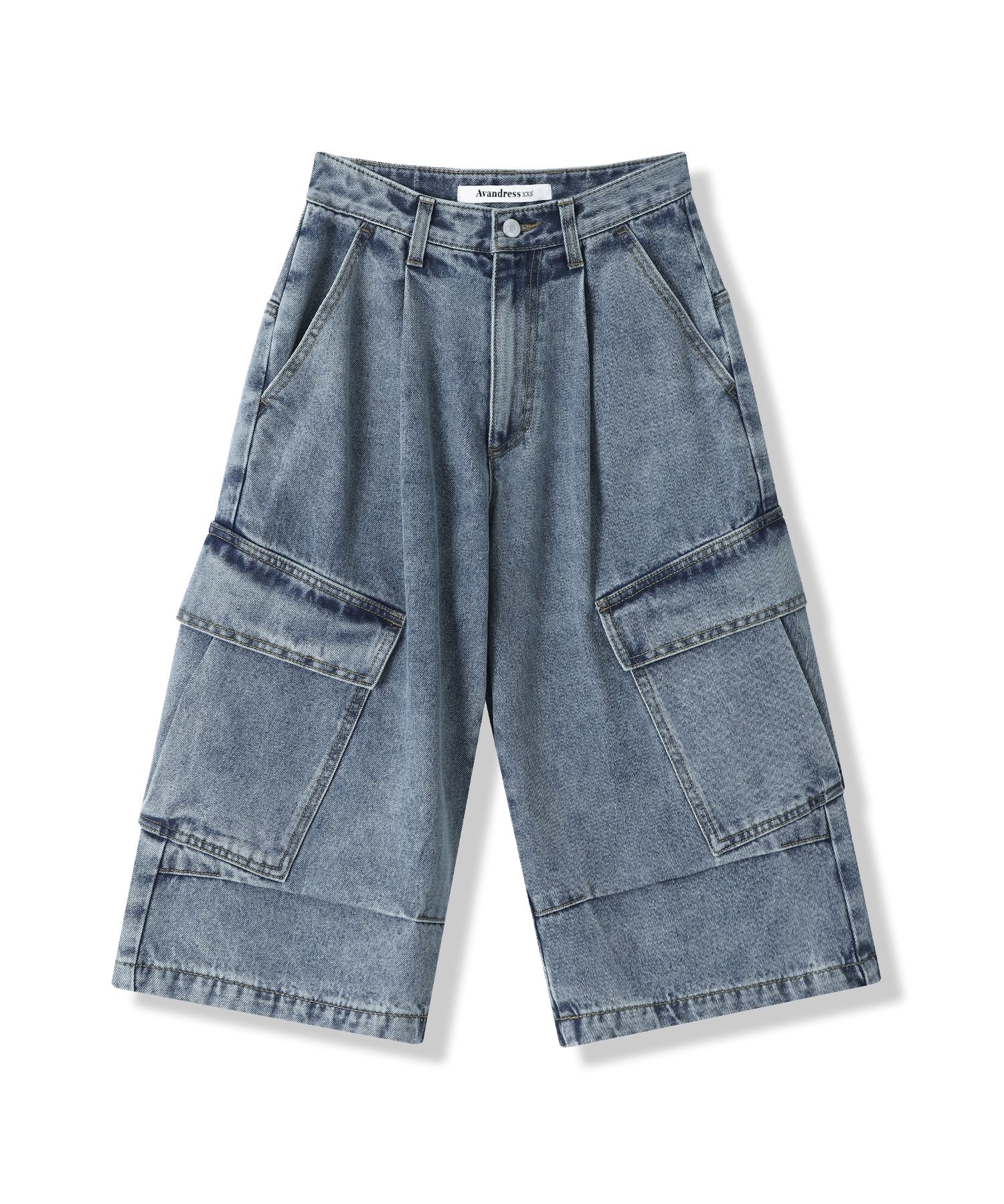 MUSINSA | AVANDRESS Side Big Denim Shorts CAMO