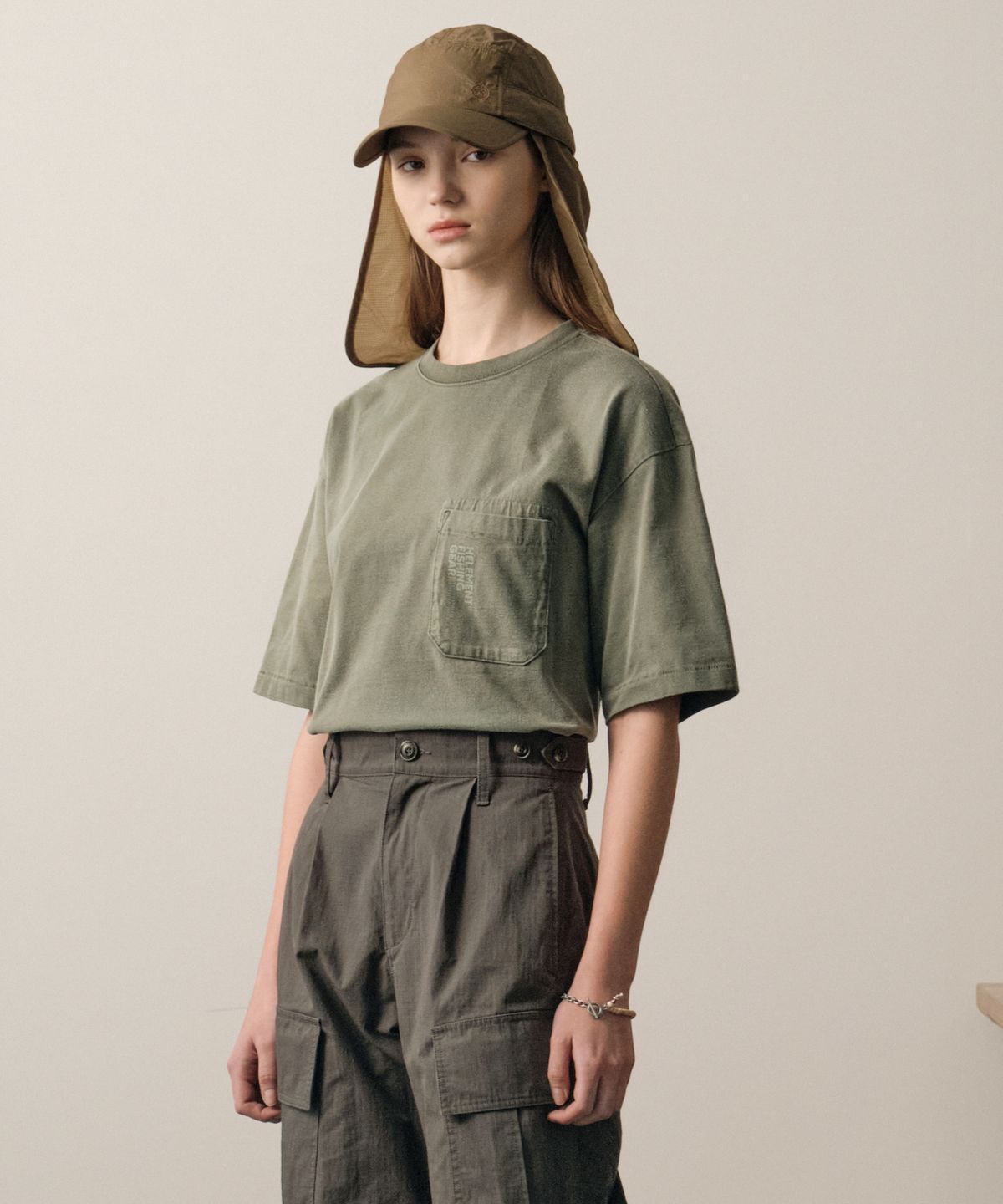 힐리먼트(HELEMENT) H2 다잉 포켓 반팔티셔츠 (KHAKI)