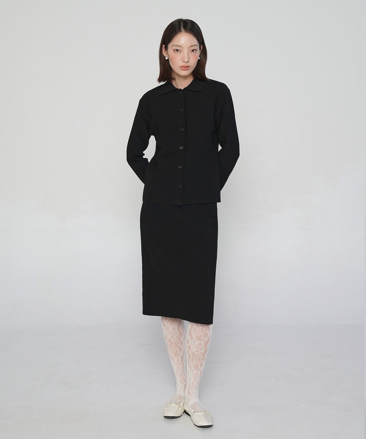 필로트(PELOTE) 라이트웨이트 골지 가디건 (블랙)
