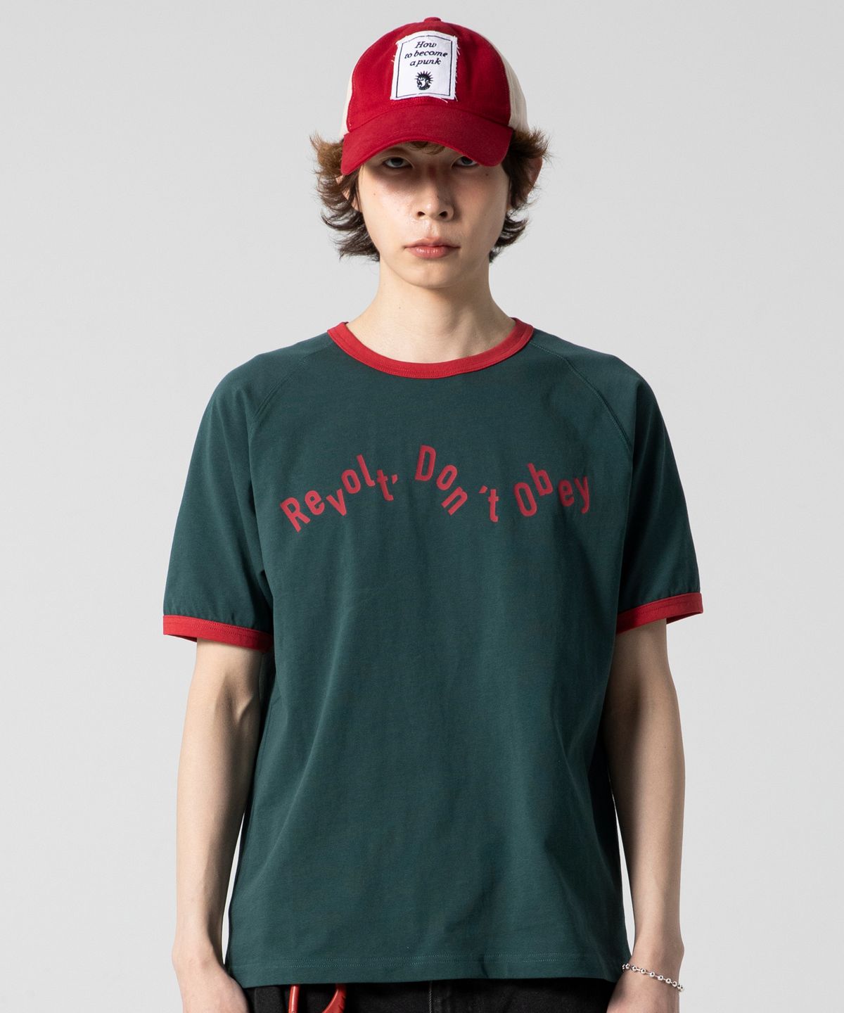 글랙(GLACK) GT127 노스탤지어 배색 링거 티셔츠 (GREEN)