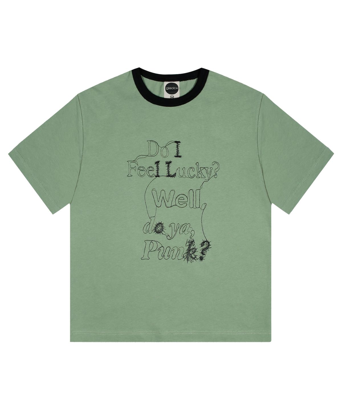 글랙(GLACK) GT129 더티 해리 라인 자수 티셔츠 (GREEN)