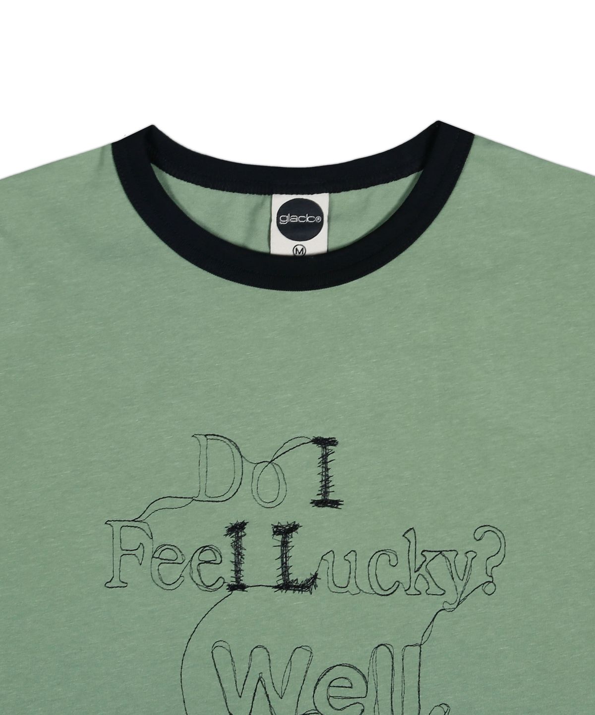 글랙(GLACK) GT129 더티 해리 라인 자수 티셔츠 (GREEN)