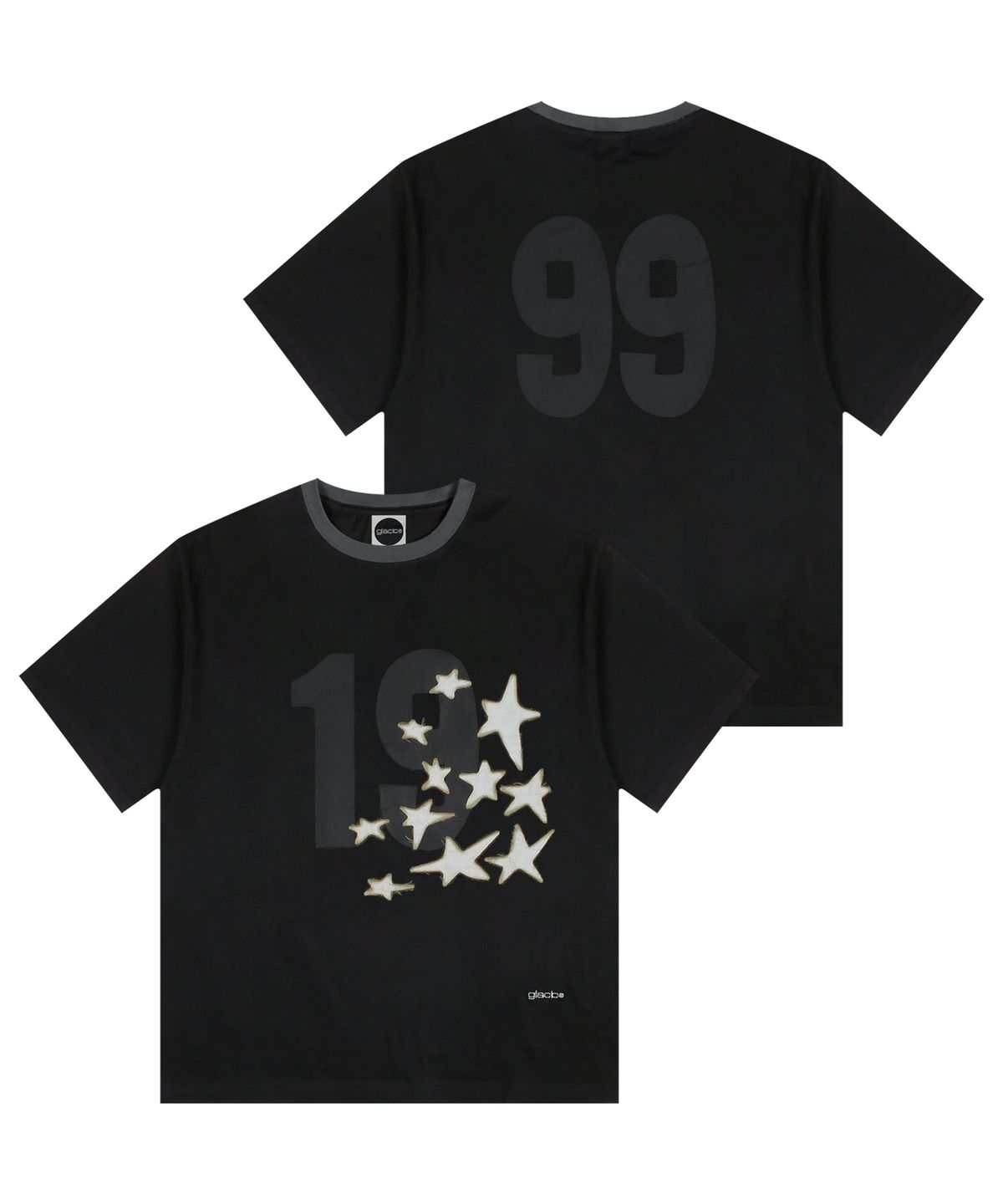 글랙(GLACK) GT124 넘버링 스타 아플리케 티셔츠 (BLACK)