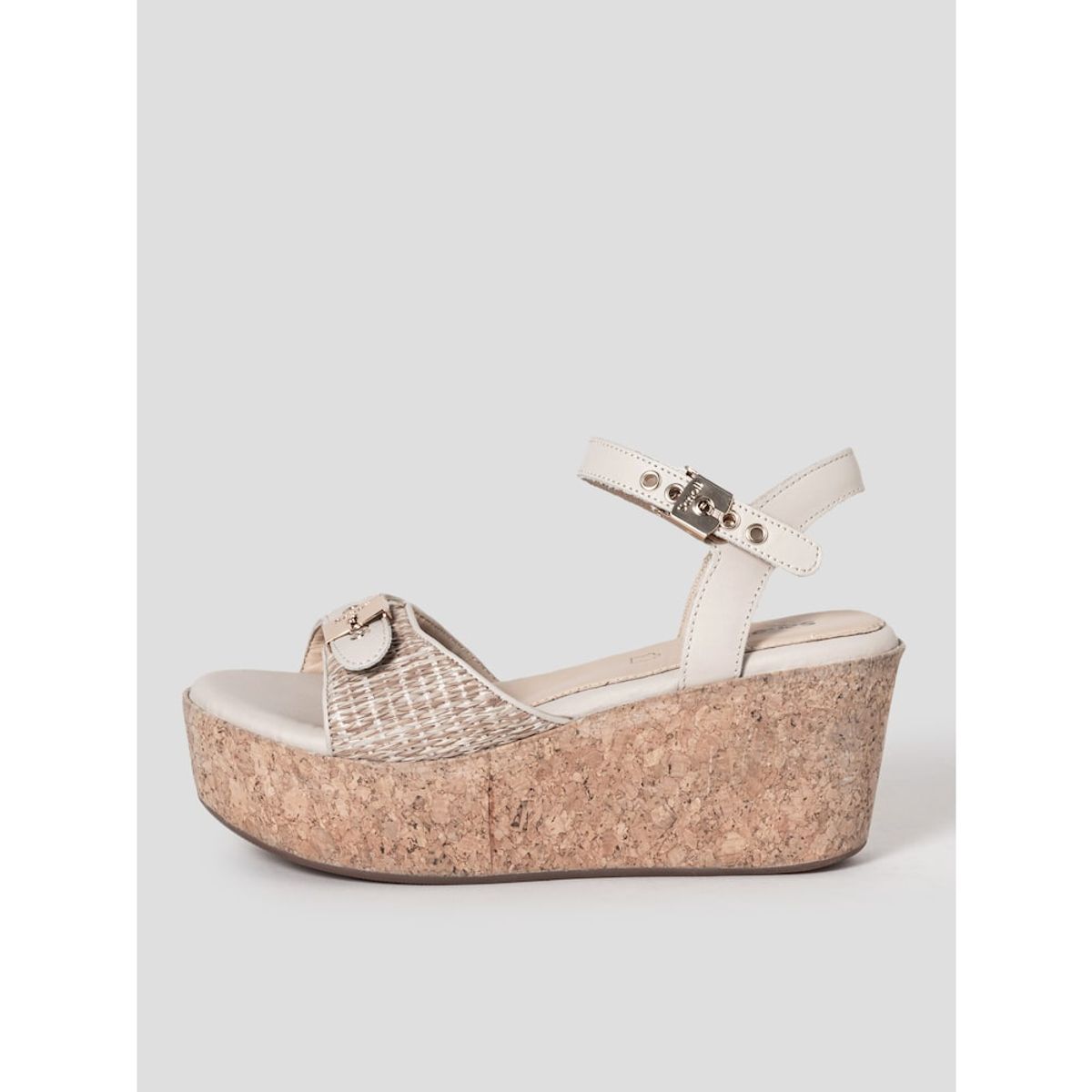 숄(SCHOLL) (WOMEN) 원스트랩 웨지 샌들  화이트 (HH54K2W141)