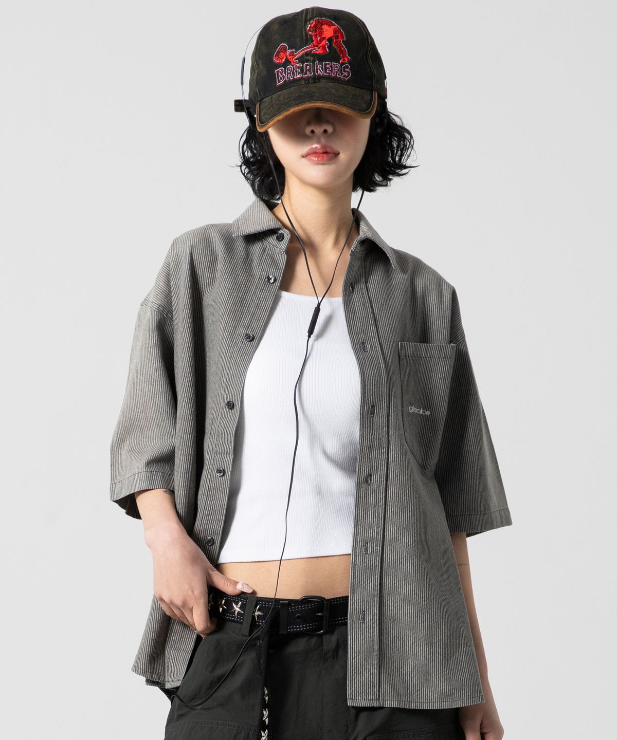 글랙(GLACK) GS014 썬번 히코리 스트라이프 셔츠 (BLACK)