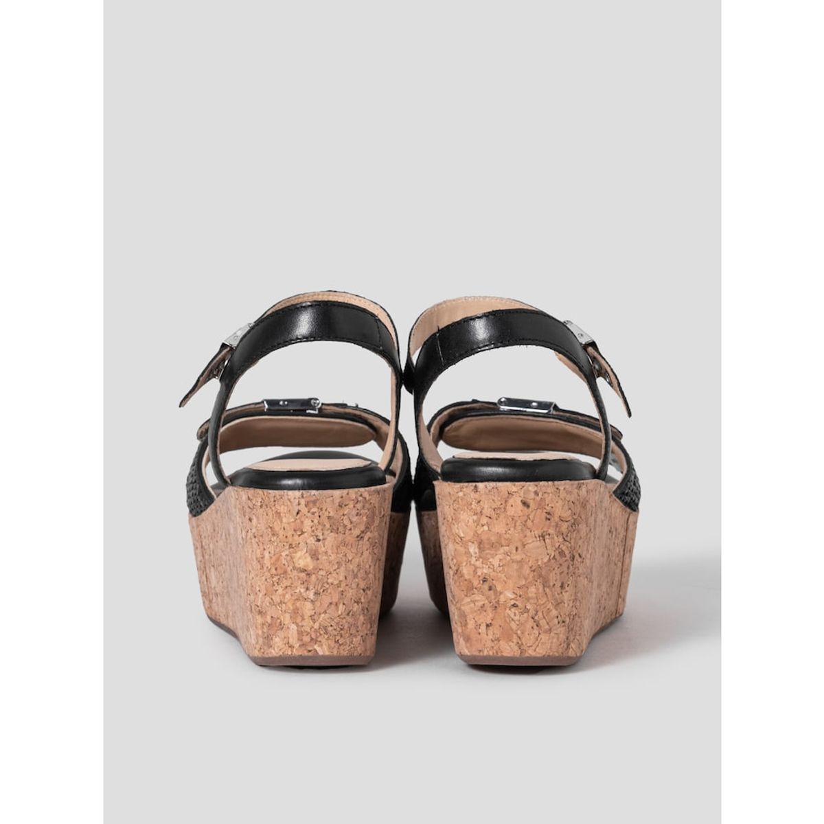 숄(SCHOLL) (WOMEN) 원스트랩 웨지 샌들  블랙 (HH54K2W145)