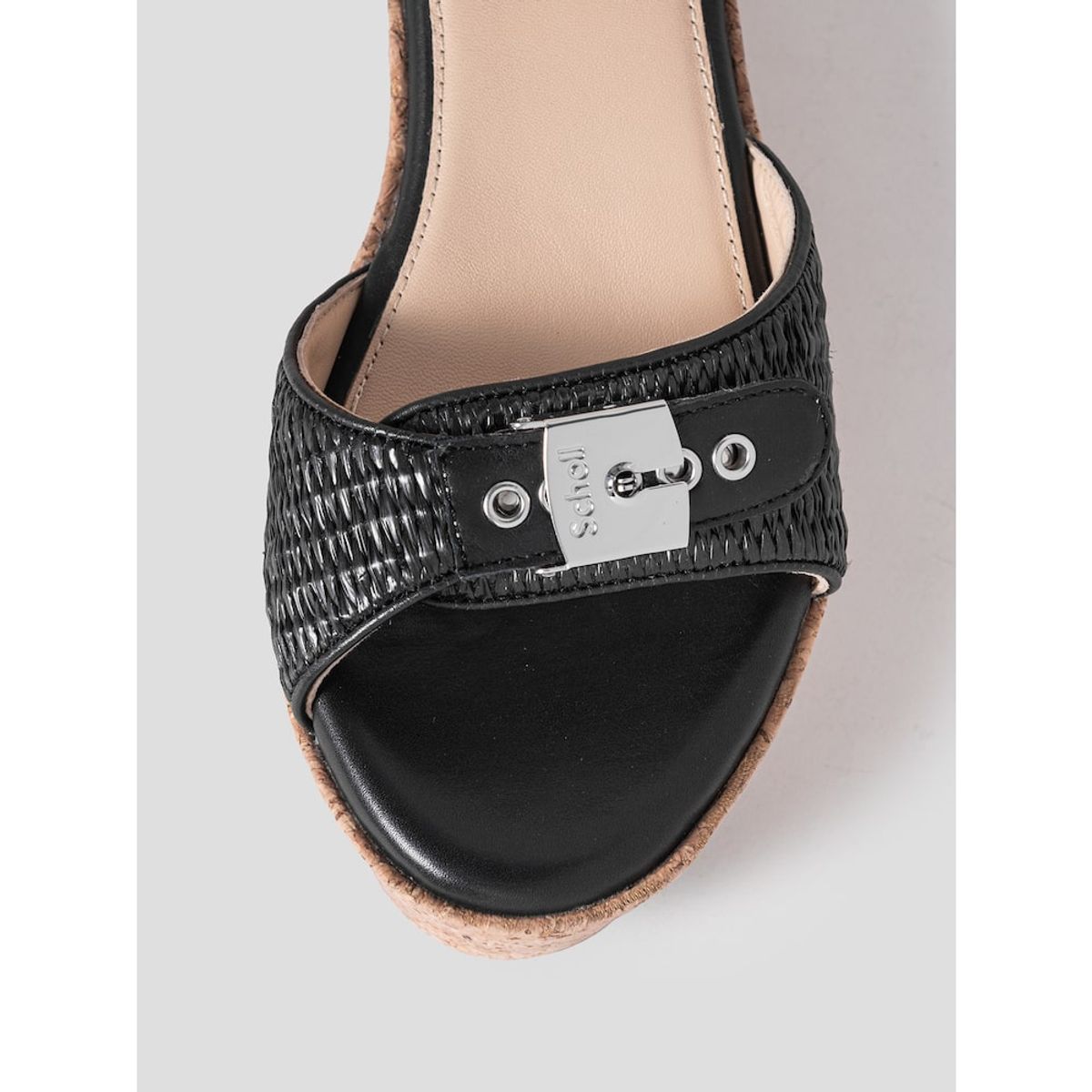숄(SCHOLL) (WOMEN) 원스트랩 웨지 샌들  블랙 (HH54K2W145)