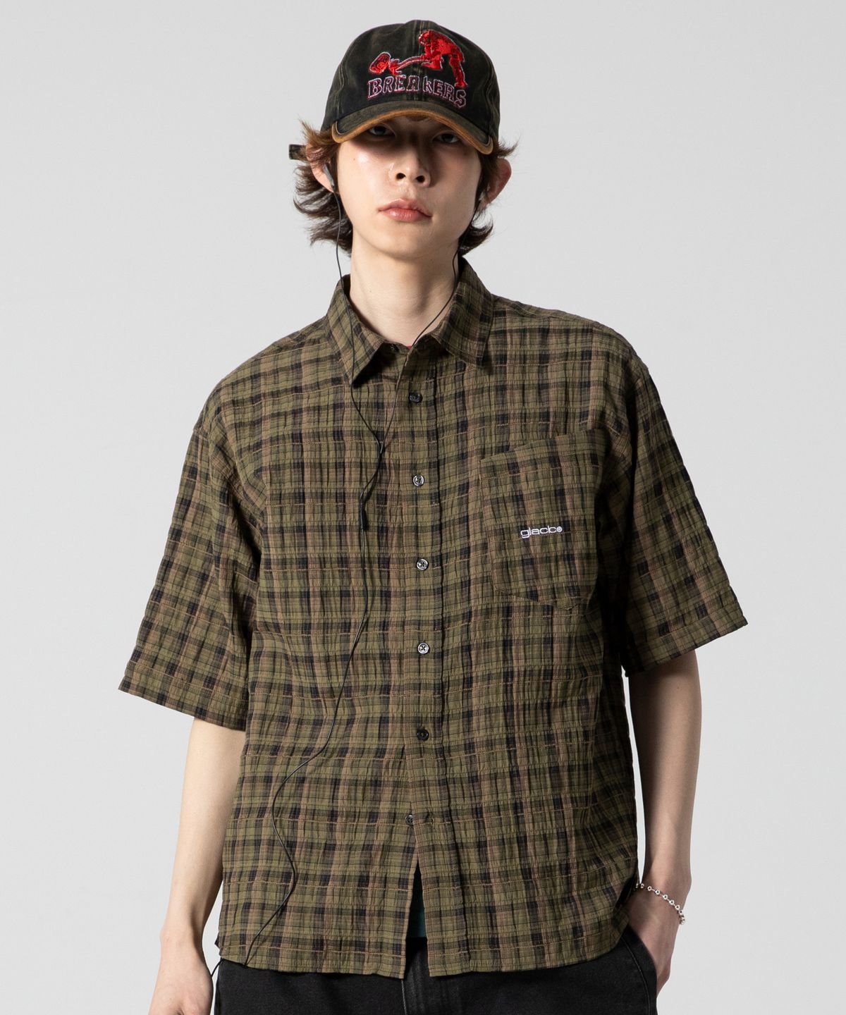 글랙(GLACK) GS013 워시드 플레이드 체크 셔츠 (GREEN)