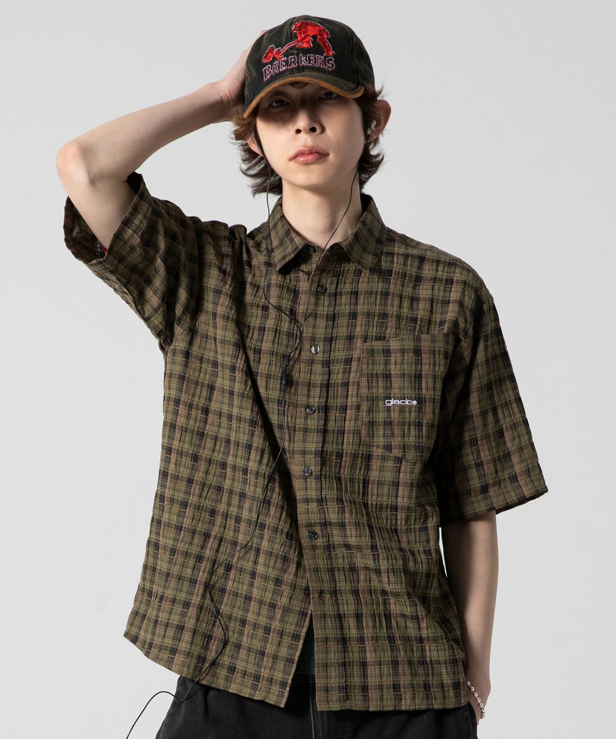 글랙(GLACK) GS013 워시드 플레이드 체크 셔츠 (GREEN)