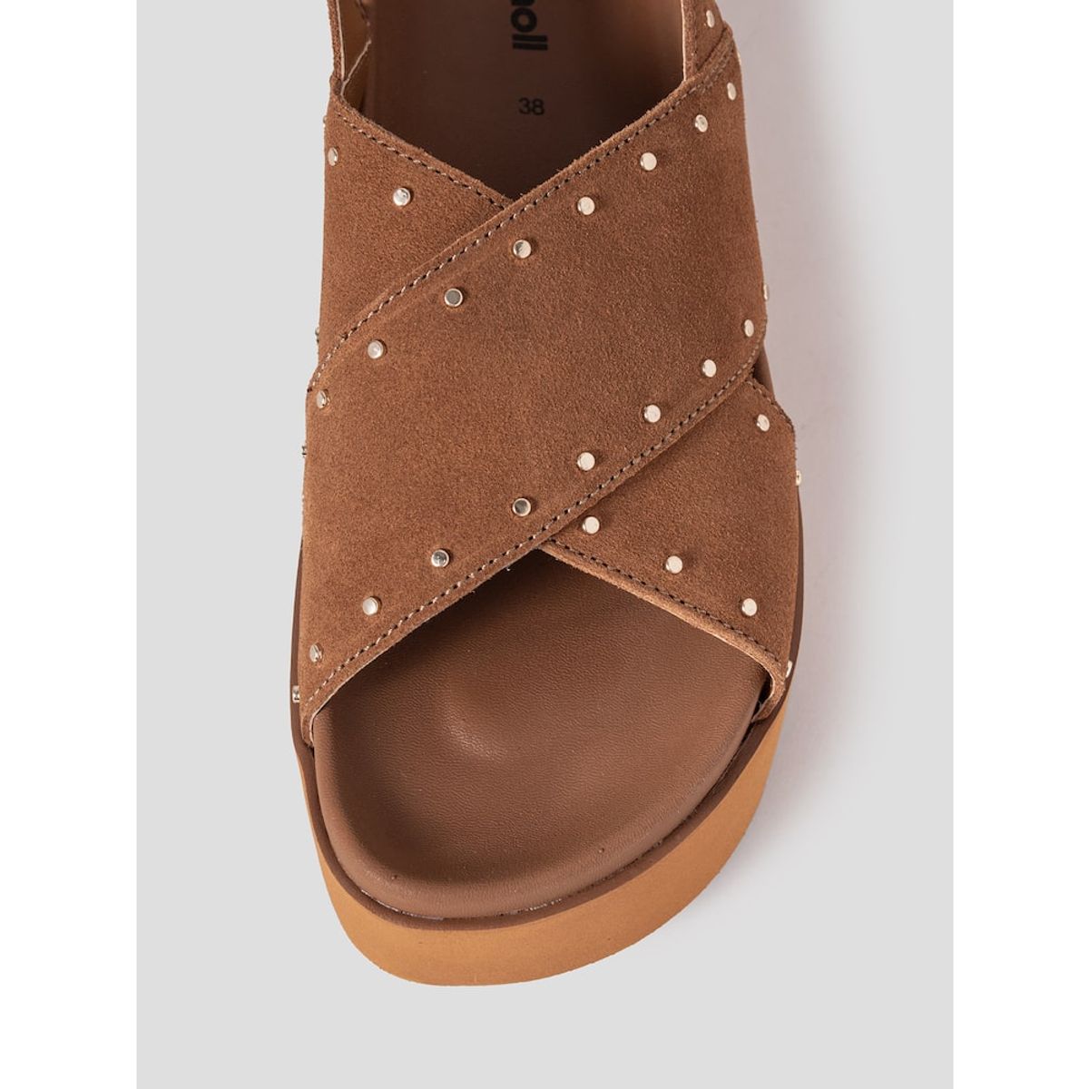 숄(SCHOLL) (WOMEN) 크로스 스트랩 스터드 샌들  브릭 (HH54K2G61C)