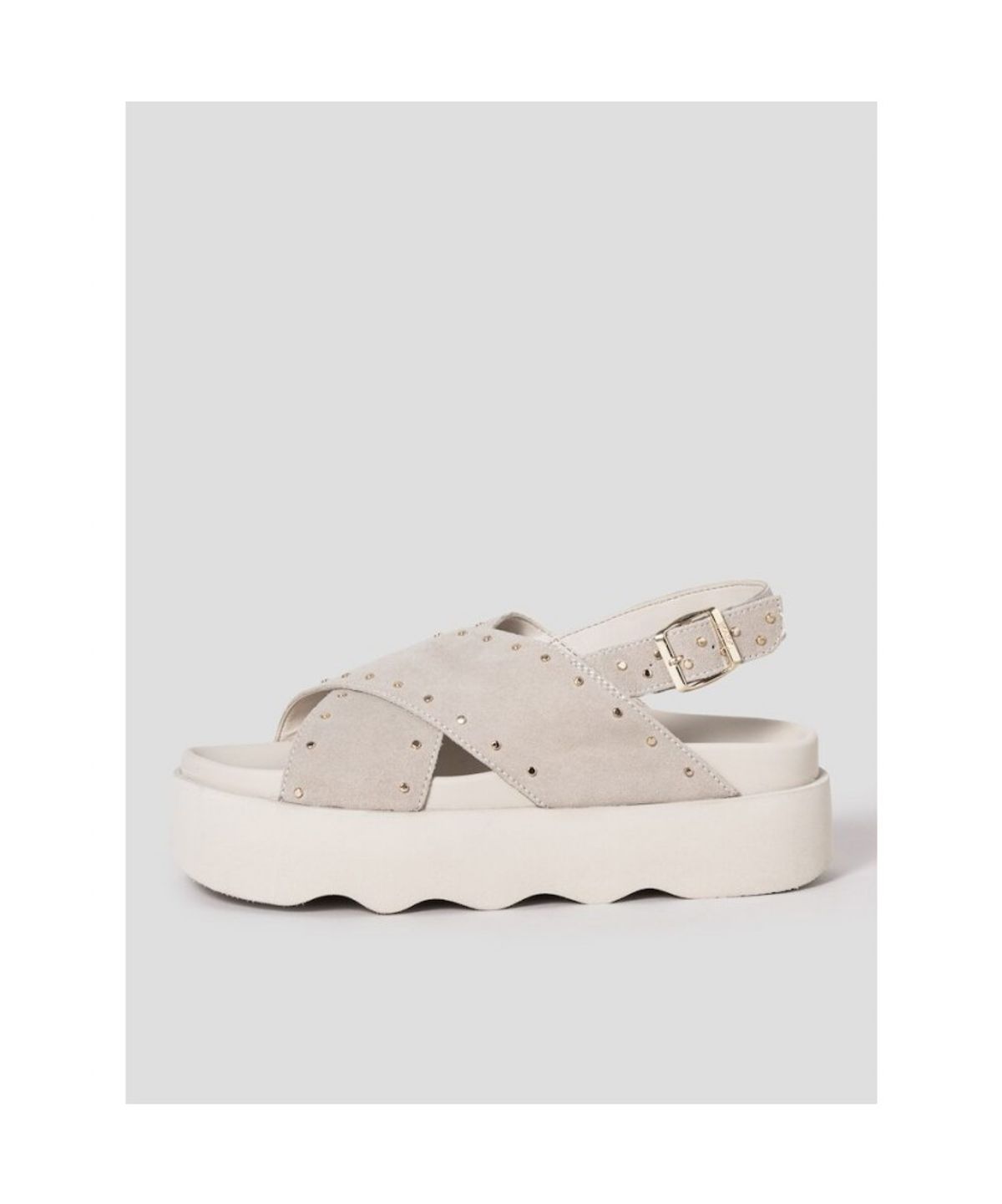 숄(SCHOLL) (WOMEN) 크로스 스트랩 스터드 샌들  브라운 (HH54K2G61D)