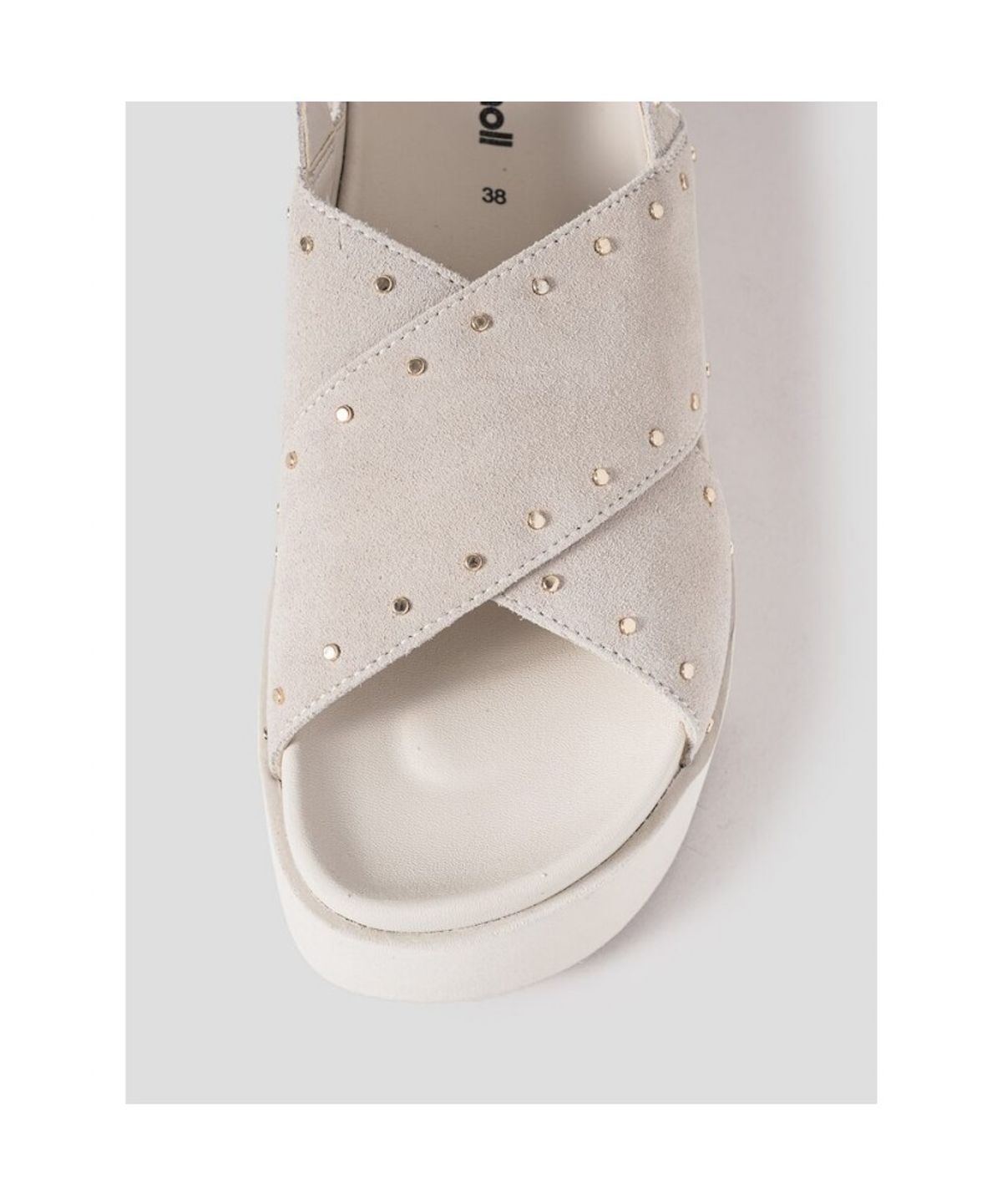 숄(SCHOLL) (WOMEN) 크로스 스트랩 스터드 샌들  브라운 (HH54K2G61D)