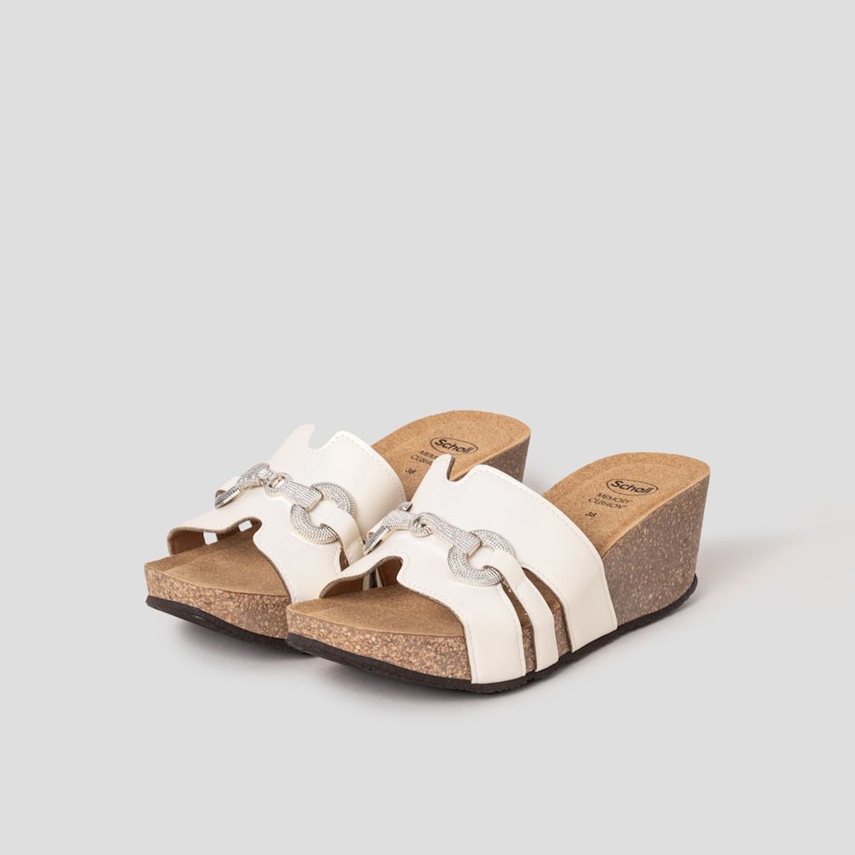 숄(SCHOLL) (WOMEN) 원스트랩 컴포트 청키 샌들  화이트 (HH54K2F111)