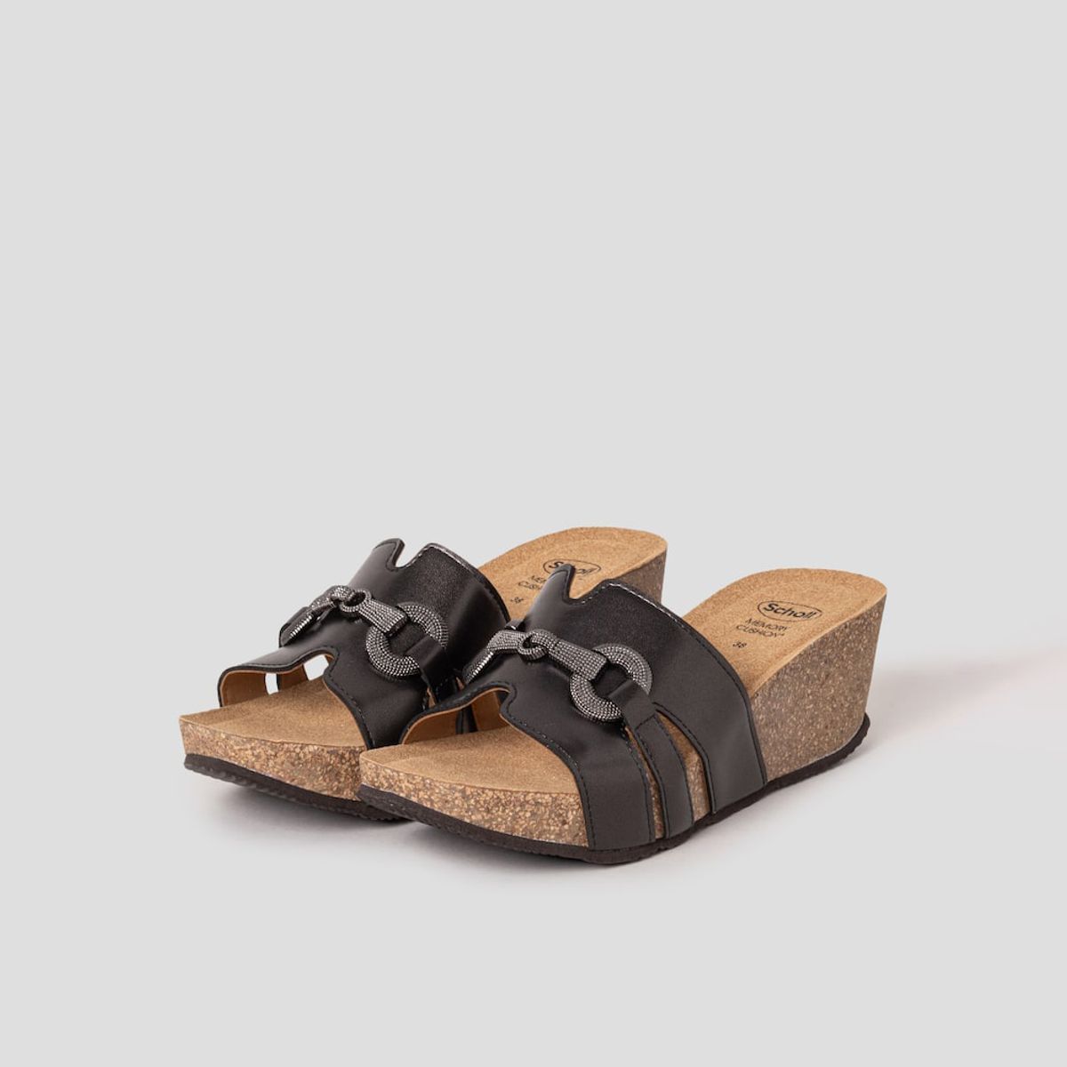 숄(SCHOLL) (WOMEN) 원스트랩 컴포트 청키 샌들  블랙 (HH54K2F115)