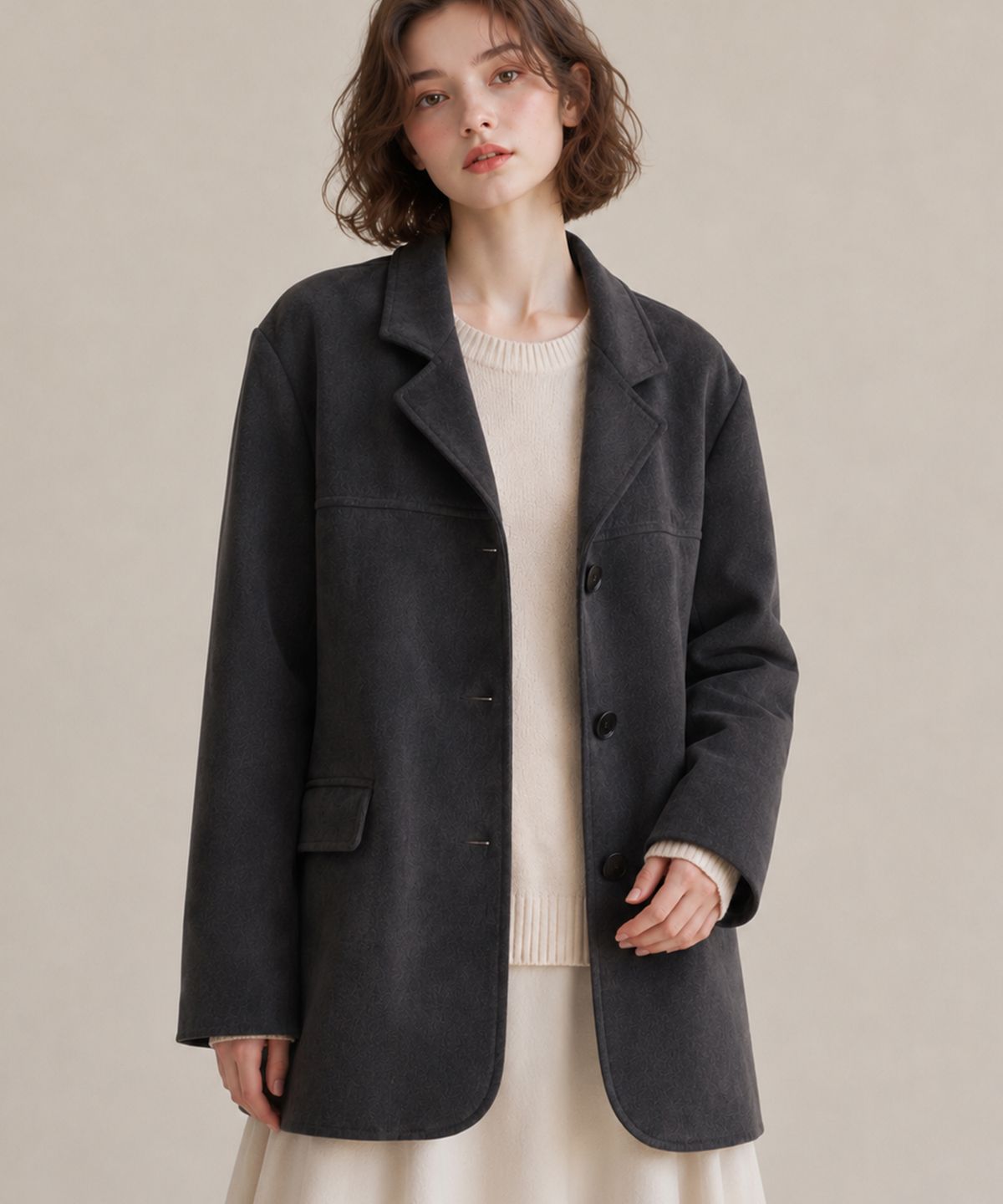 바스카라(VASCARA) Suede Single Button Half Jacket (6colors)