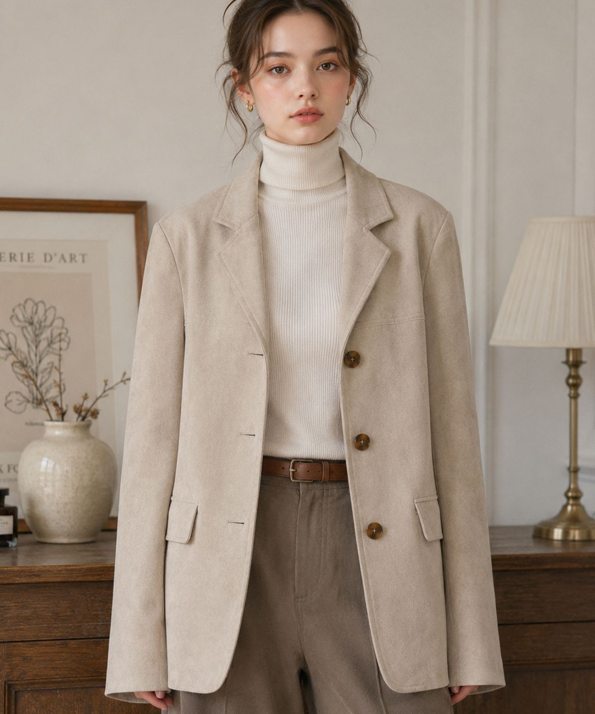 바스카라(VASCARA) Suede Single Button Half Jacket (6colors)