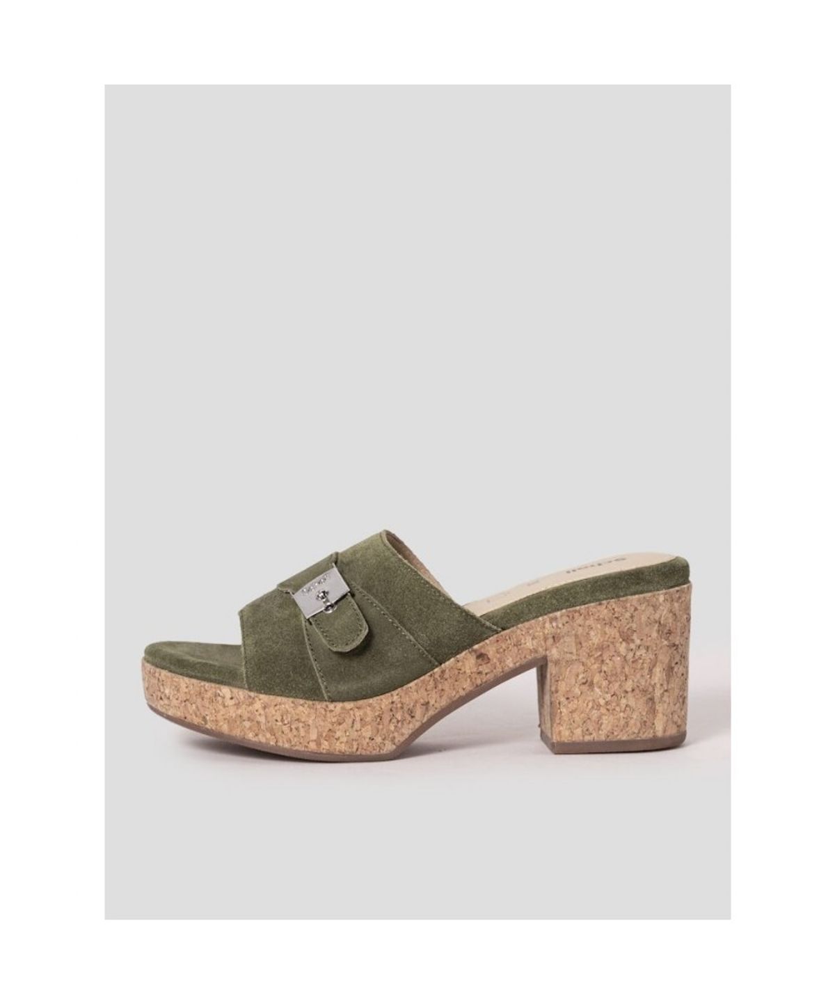 숄(SCHOLL) (WOMEN) 원스트랩 청키 샌들  카키 (HH54K2W11H)