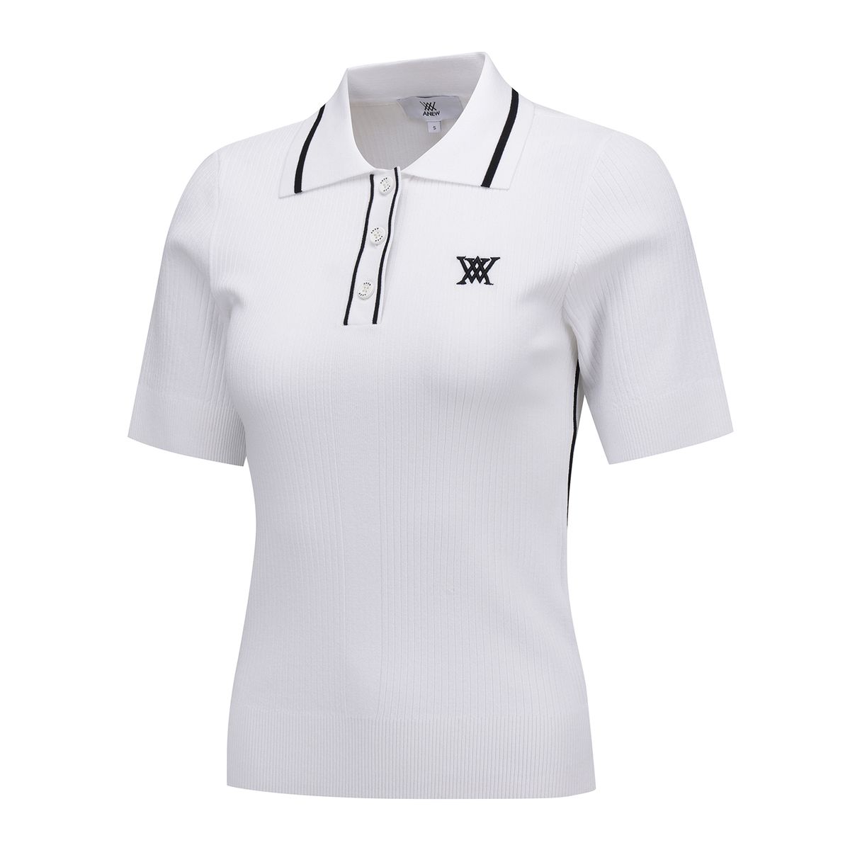 어뉴골프(ANEW GOLF) WOMEN SM STRIPE TEXTURE SHORT SLEEVE SWEATER_WH