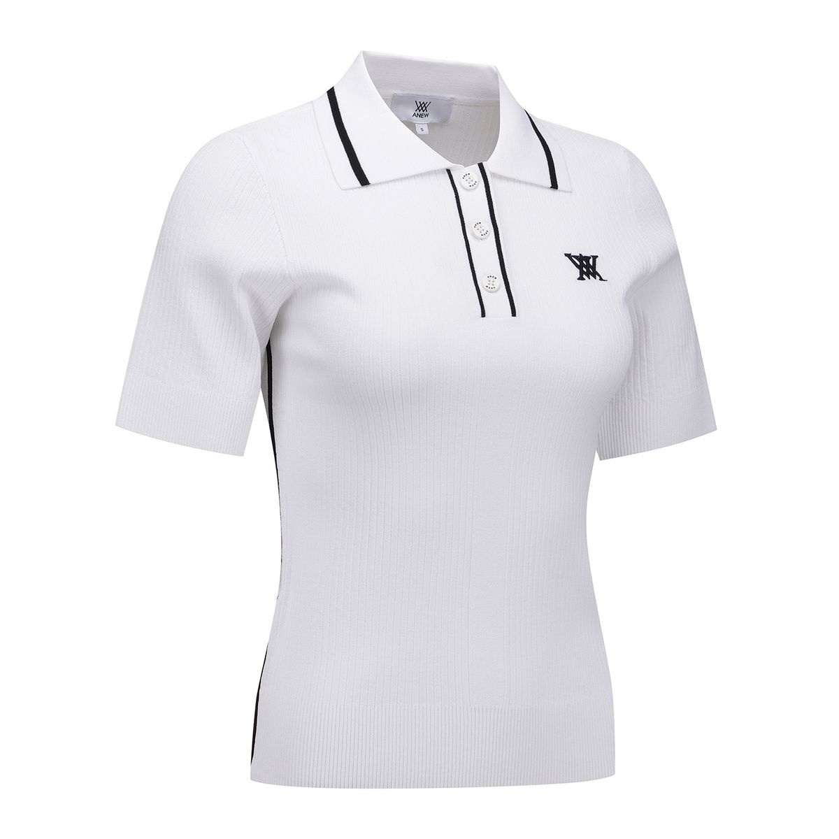 어뉴골프(ANEW GOLF) WOMEN SM STRIPE TEXTURE SHORT SLEEVE SWEATER_WH