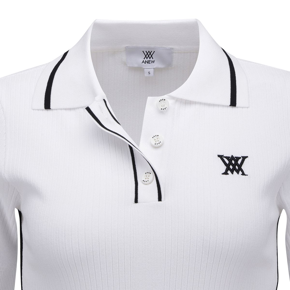 어뉴골프(ANEW GOLF) WOMEN SM STRIPE TEXTURE SHORT SLEEVE SWEATER_WH