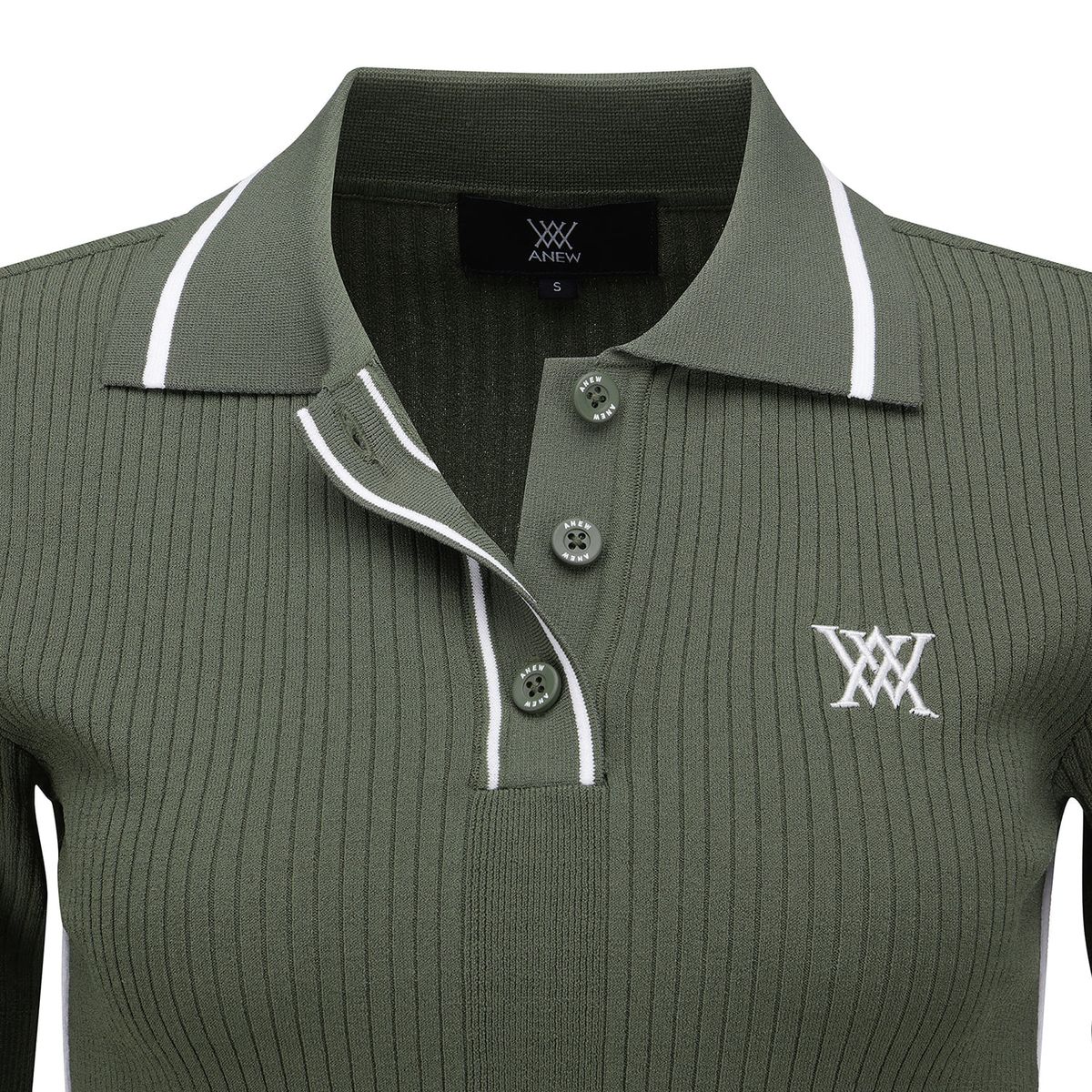 어뉴골프(ANEW GOLF) WOMEN SM STRIPE TEXTURE SHORT SLEEVE SWEATER_LK