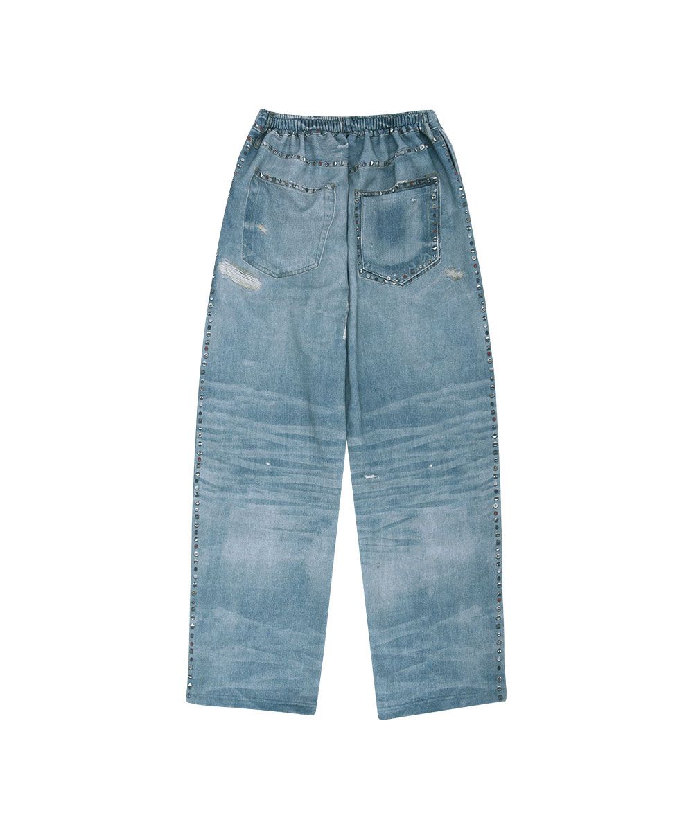 送料・関税込●GRAILZ● 25SS COATED BALLON DENIM PANTS MUSINSA公式 | GRAILZ RHINSTONE ILLUSION DENIM PANTS [BLUE]