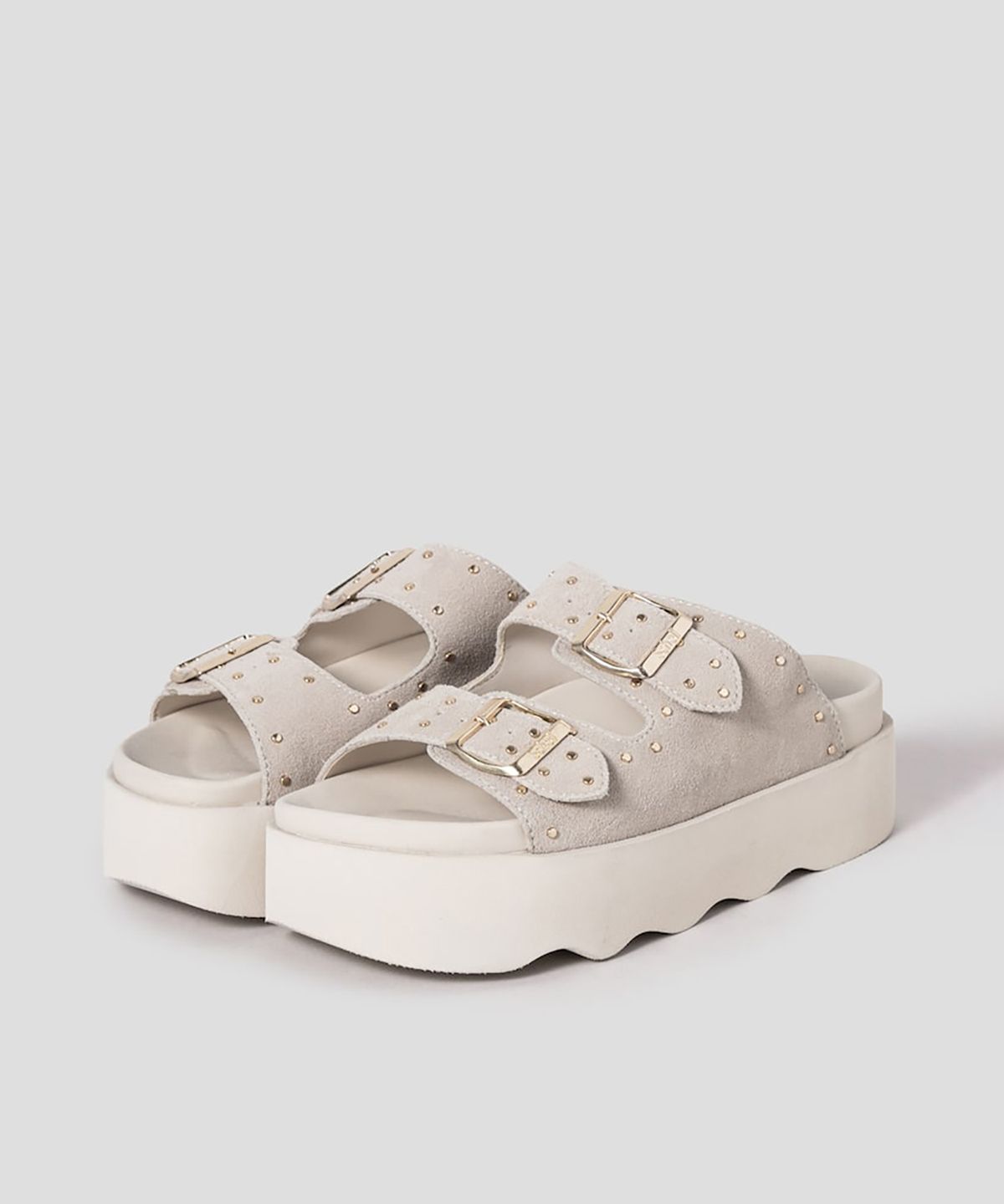 숄(SCHOLL) (WOMEN) 투스트랩 스터드 샌들  브라운 (HH54K2G11D)