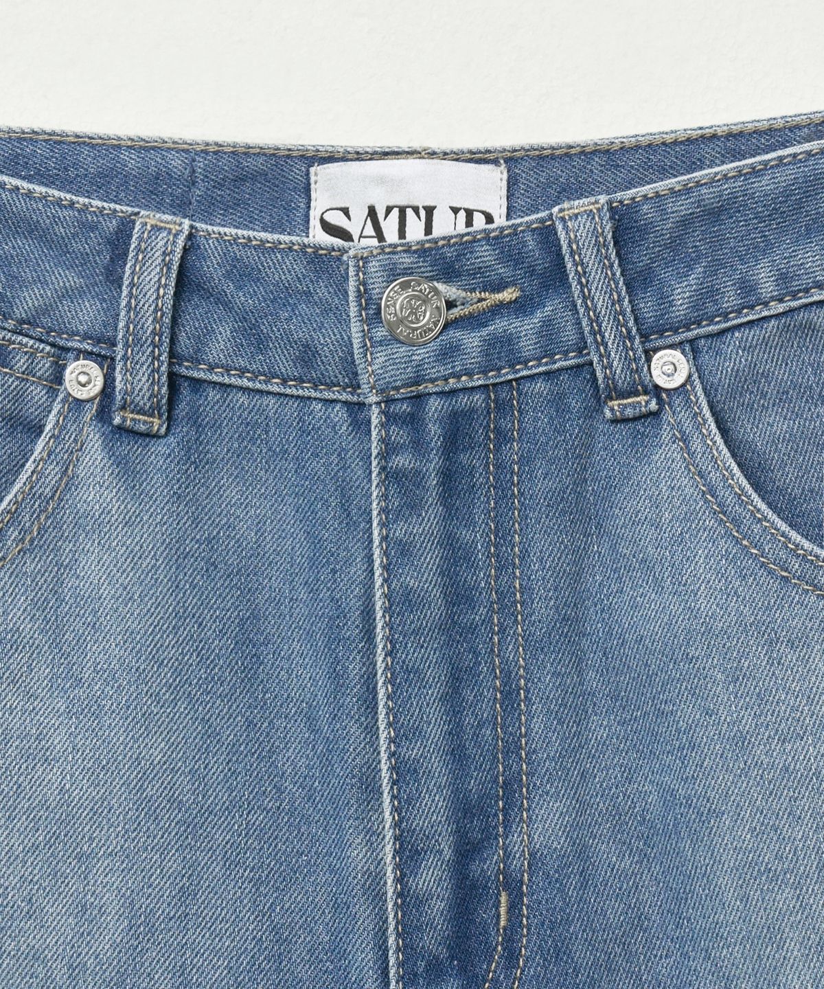 세터(SATUR) (W) 린넨 릴렉스드 데님 팬츠 블루