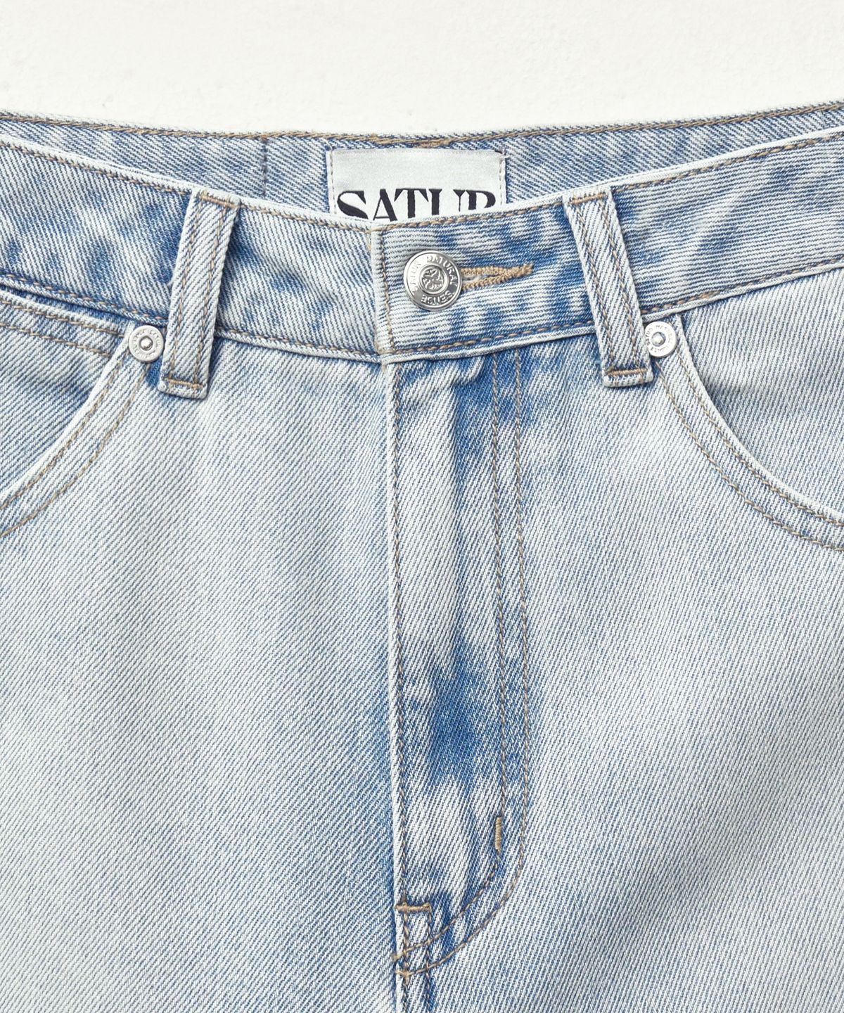 세터(SATUR) (W) 린넨 릴렉스드 데님 팬츠 라이트 블루