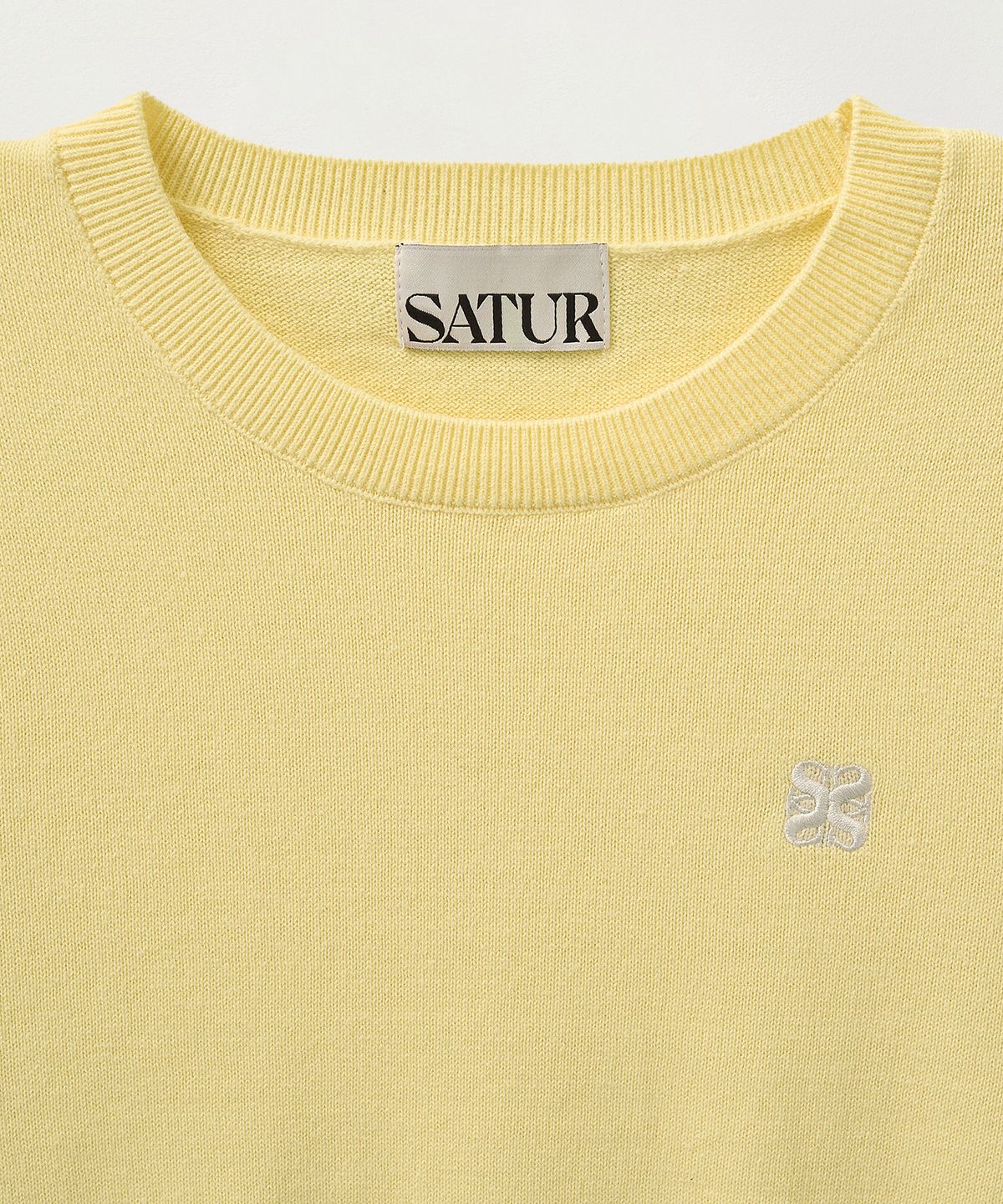 세터(SATUR) (W) 클래식 크루 넥 하프 니트 옐로우