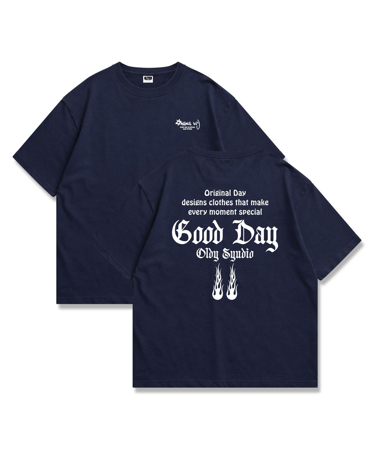 오리지널데이(ORIGINALDAY) Fire Lettering 오버핏 반팔 티셔츠 4Color