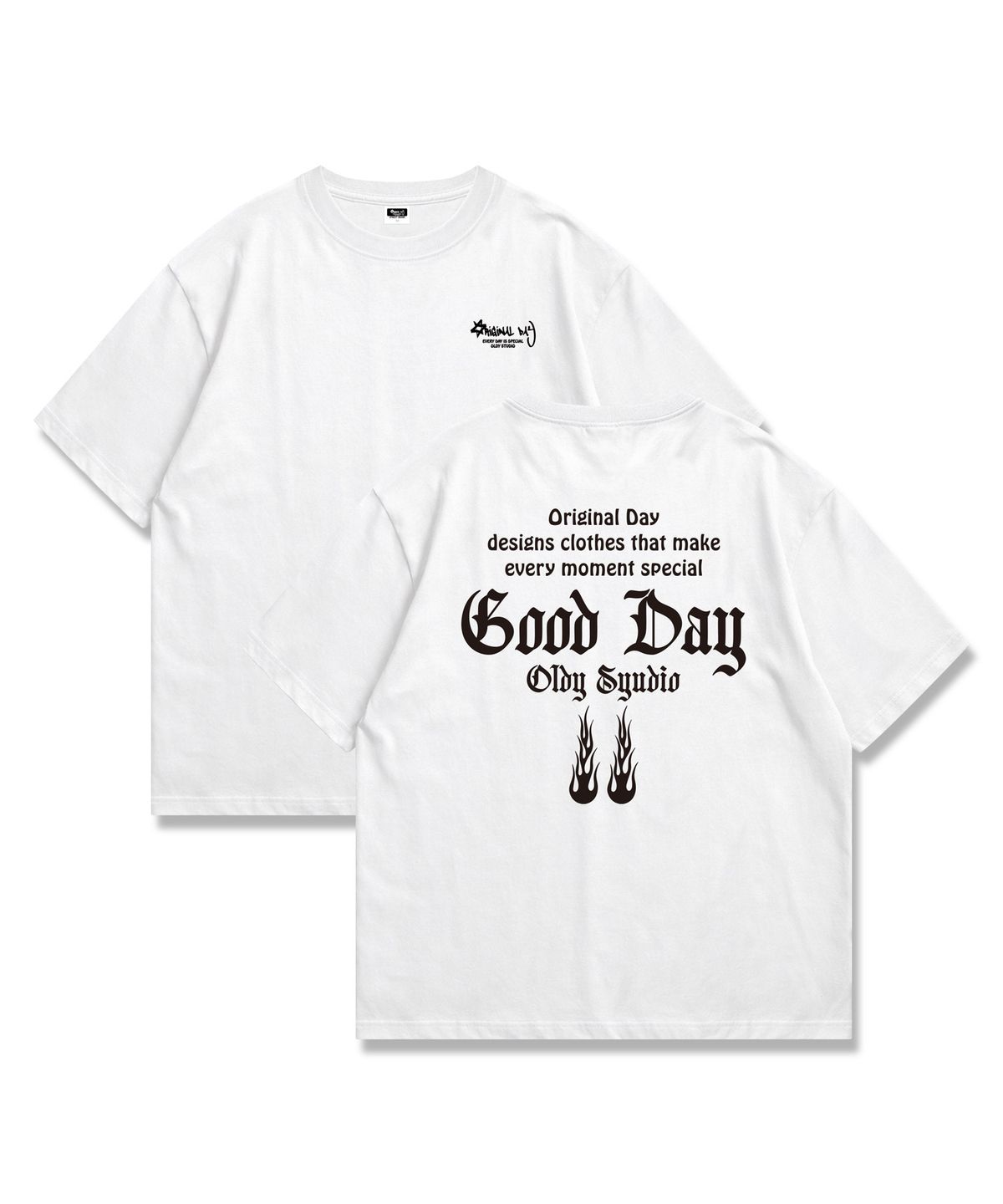 오리지널데이(ORIGINALDAY) Fire Lettering 오버핏 반팔 티셔츠 4Color
