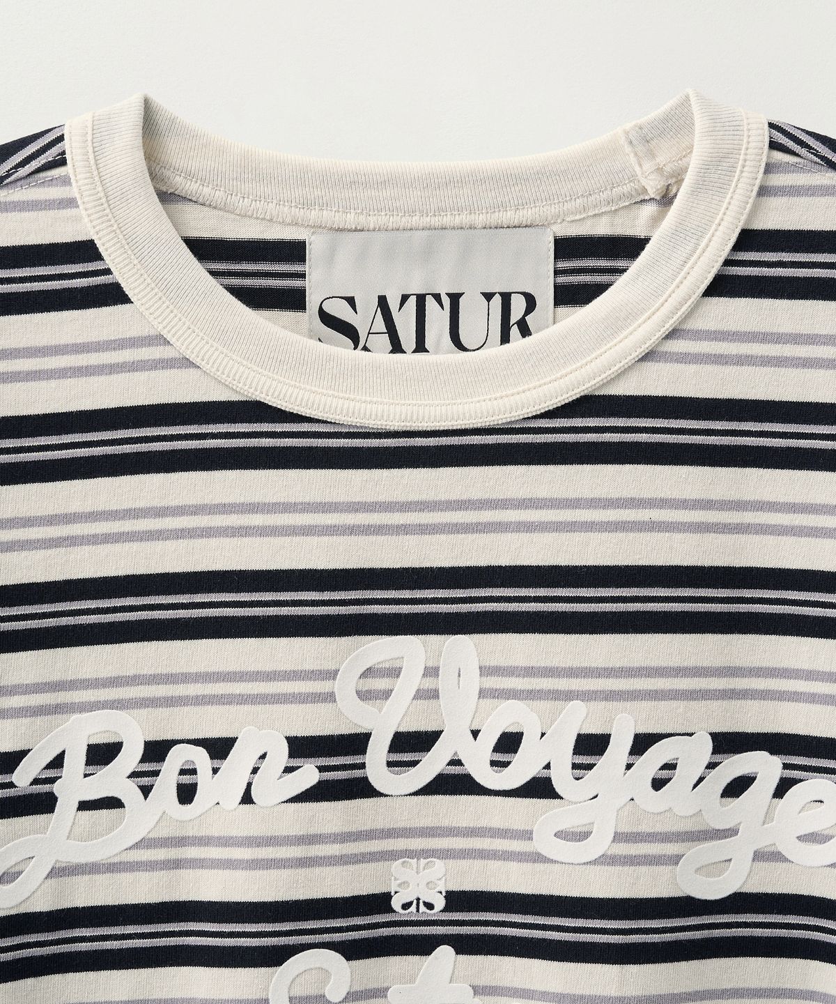 세터(SATUR) 본 보야지 스트라이프 링거 반팔 티셔츠 블랙