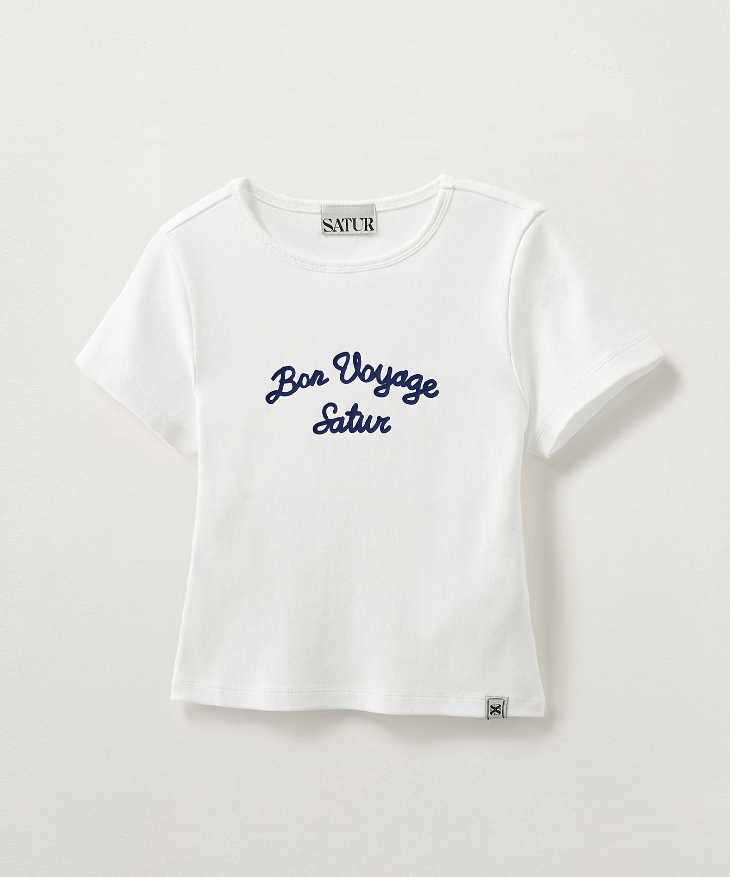 ★SATUR★ W Bon Voyage Slim Fit Crop T-Shirt White MUSINSA | SATUR (W) Bon Voyage Slim Fit Crop T-Shirt White