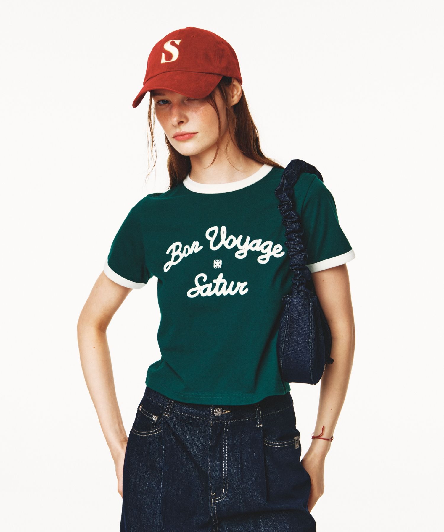 ★SATUR★Bon Voyage Ringer T-Shirt MUSINSA | SATUR (W) Bon Voyage Ringer Short Sleeve T-Shirt Black