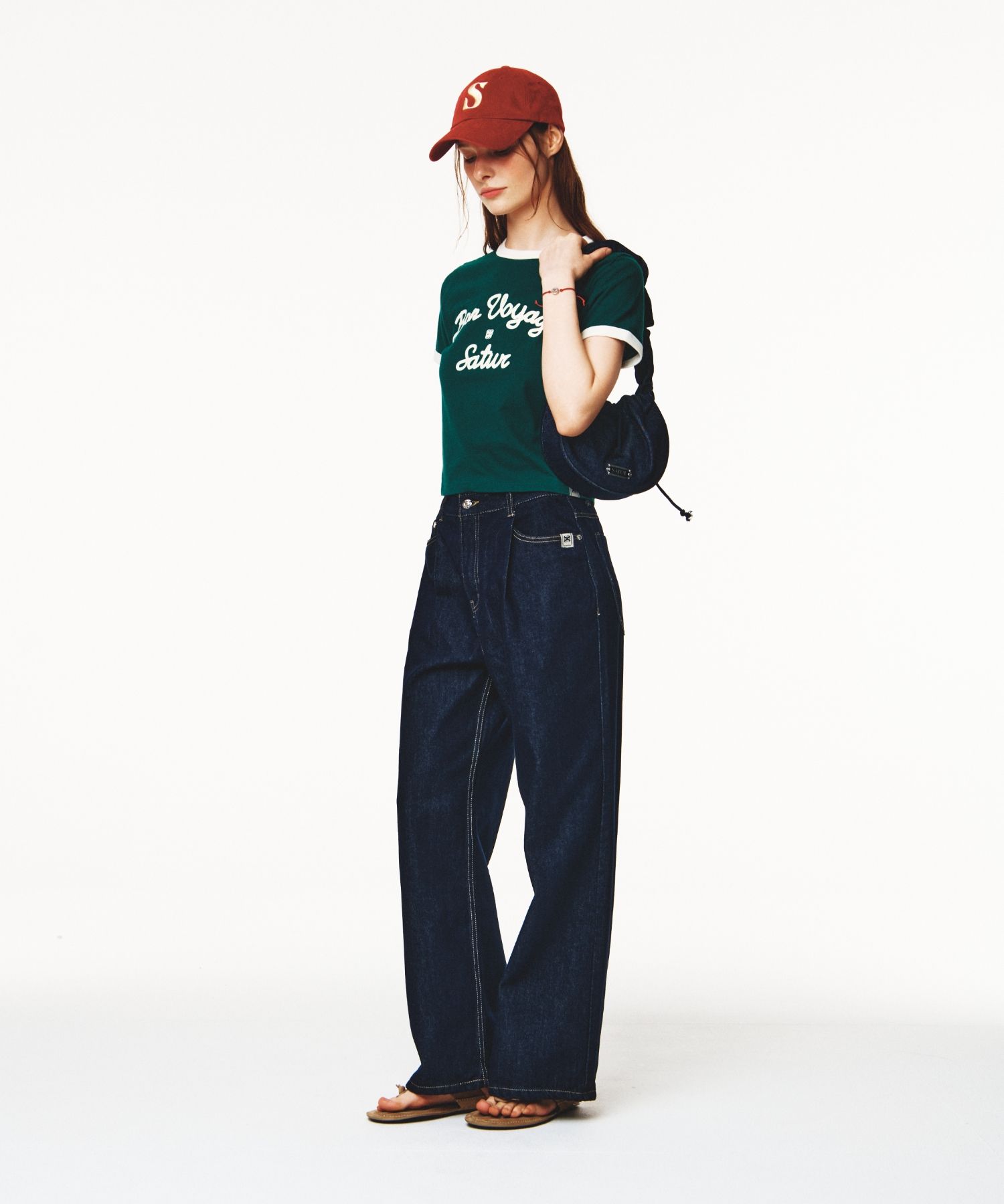 ★SATUR★ W Bon Voyage Ringer Short Sleeve T-Shirt Deep Gree MUSINSA公式 | SATUR (W) Bon Voyage Ringer Short Sleeve T