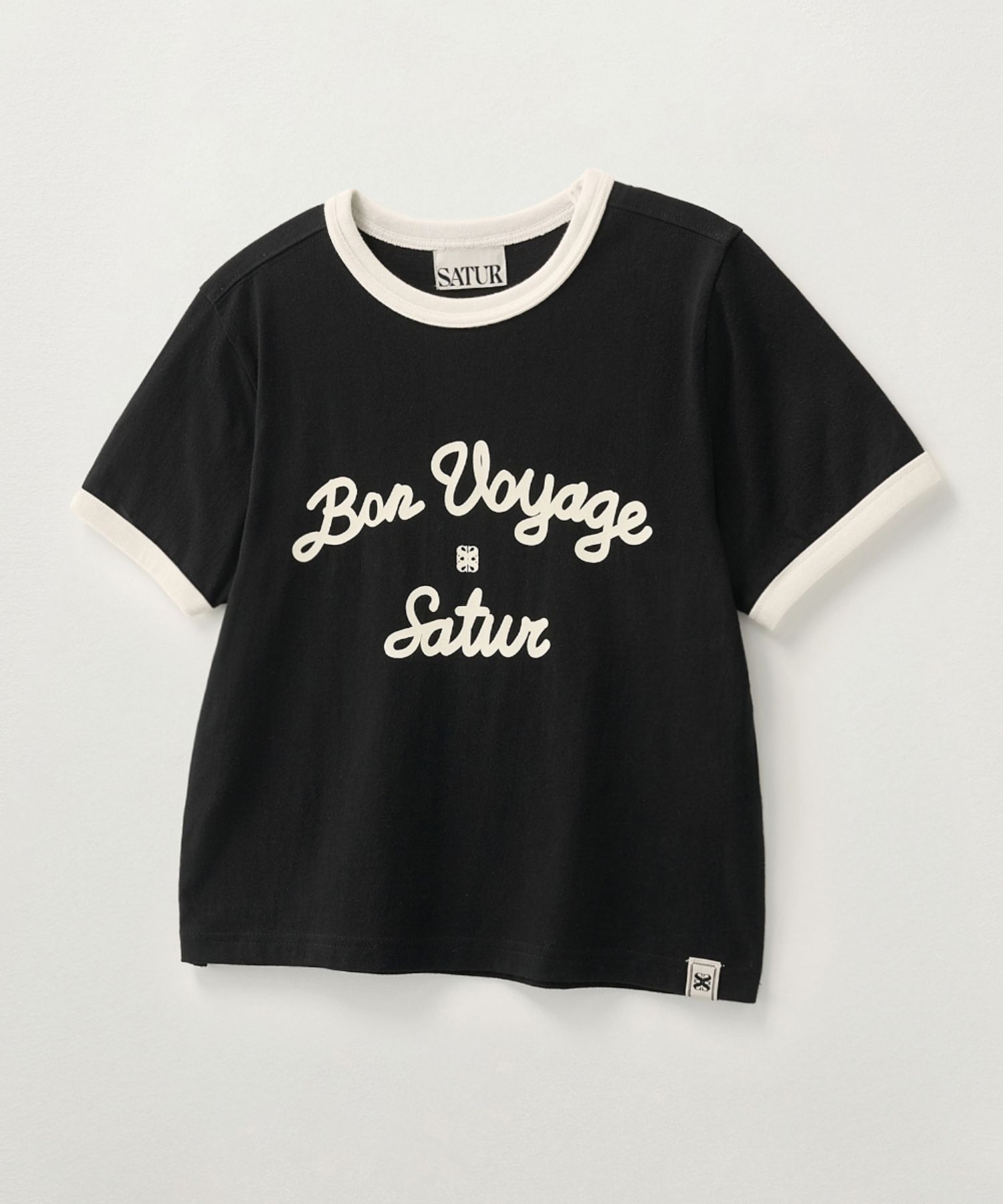 Tシャツ・カットソー SATUR Bon Voyage Ringer Short Sleeve T-Shirt (4 Colors) MUSINSA | SATUR (W) Bon Voyage Ringer Short Sleeve T-Shirt Black