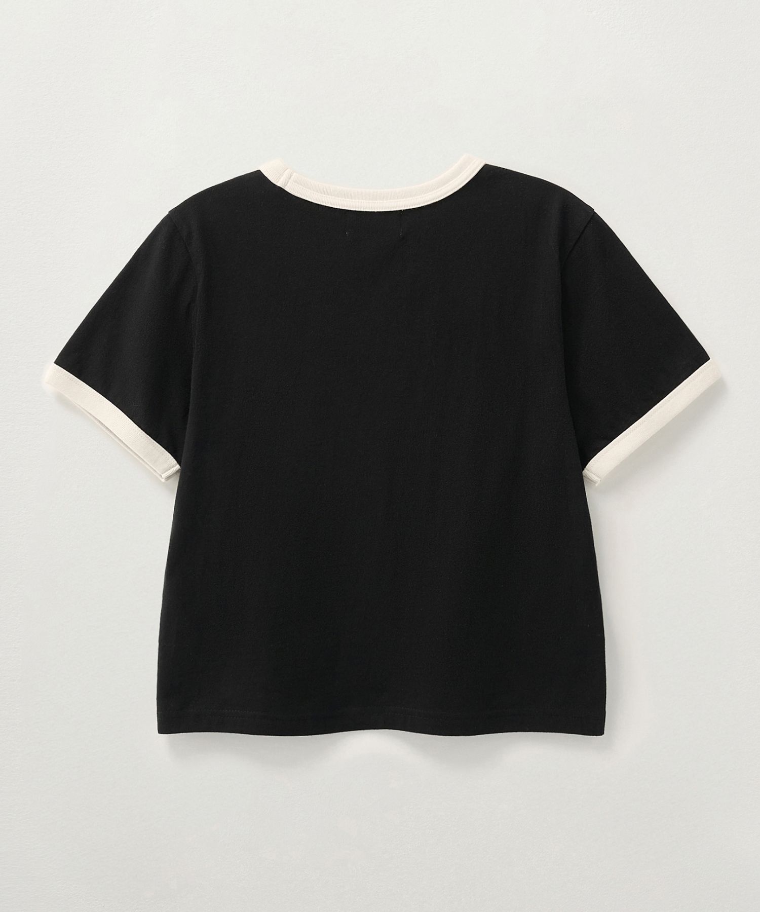 MUSINSA | SATUR (W) Bon Voyage Ringer Short Sleeve T-Shirt Black