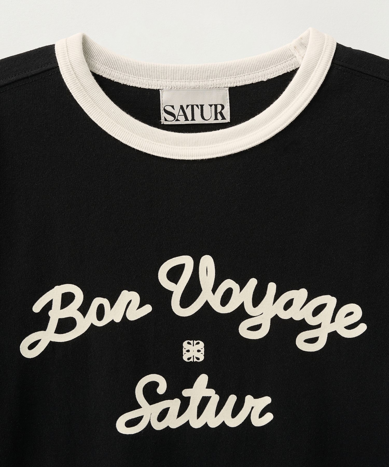★SATUR★ W Bon Voyage Ringer Short Sleeve T-Shirt Black SA2 MUSINSA | SATUR (W) Bon Voyage Ringer Short Sleeve T-Shirt Black