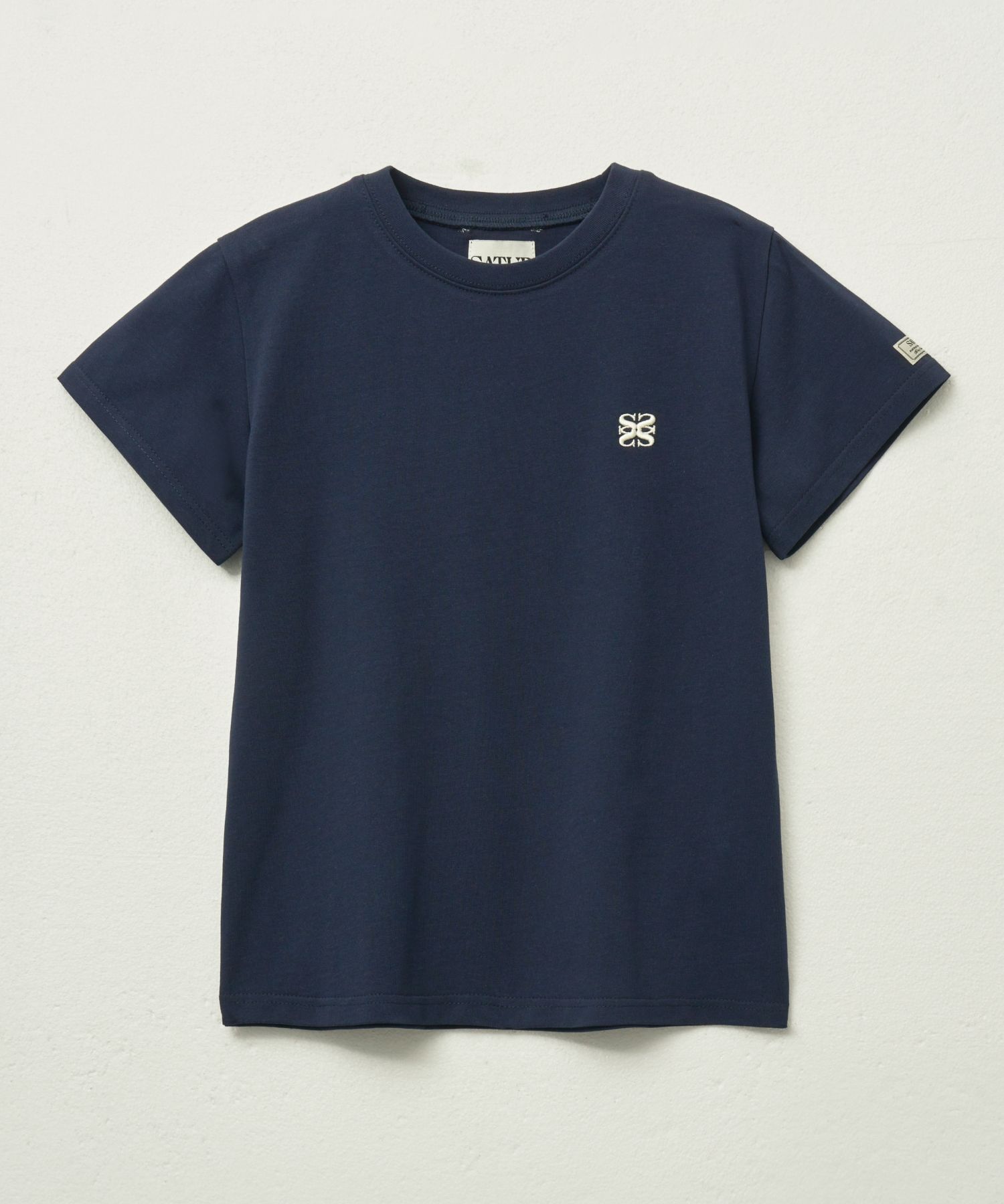 ◆SATUR◆ W Essential Basic Logo Short Sleeve T-Shirt Navy MUSINSA | SATUR (W) Essential Basic Logo Short Sleeve T