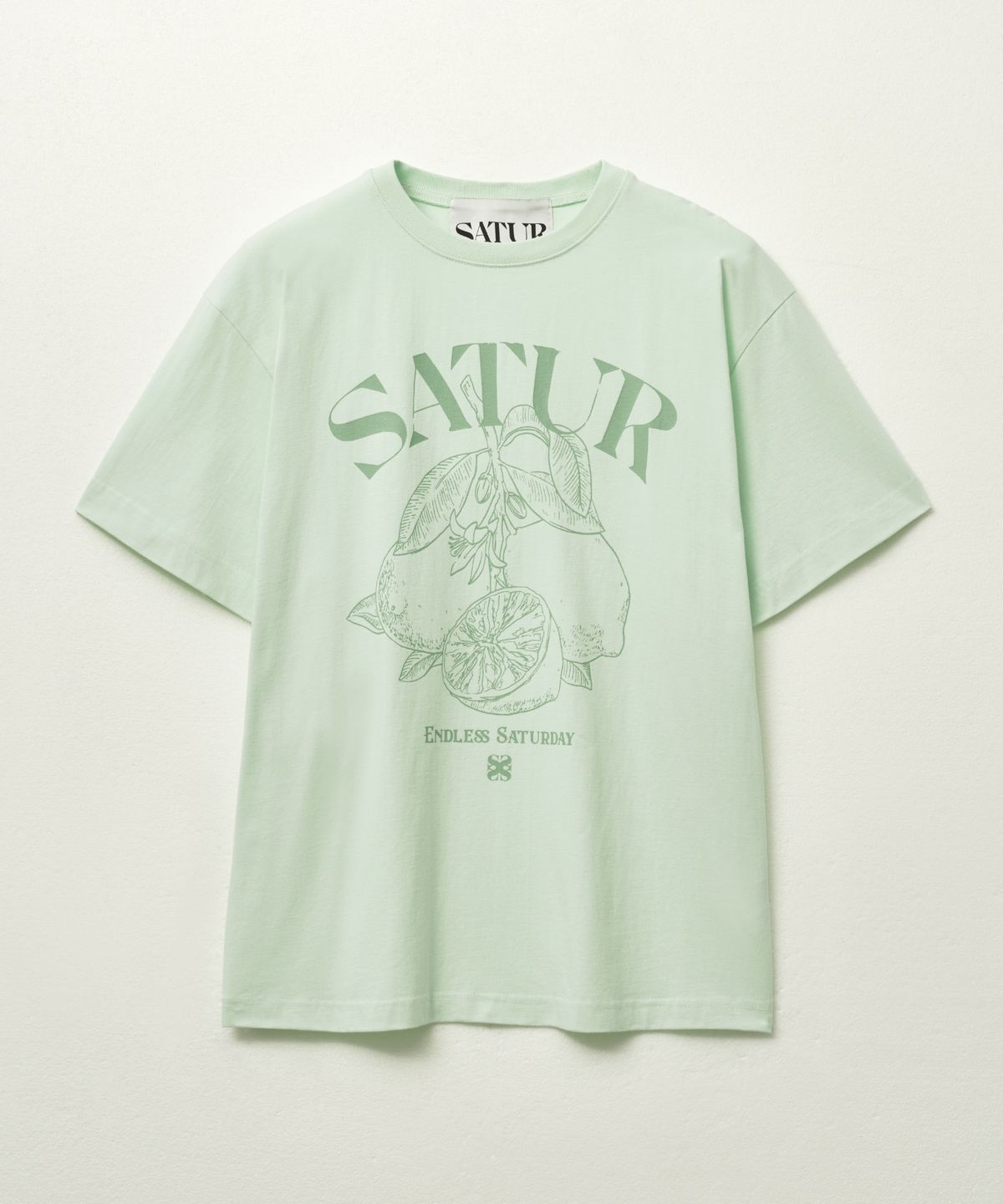 세터(SATUR) 카프리 시트론 드로잉 썸머 그래픽 반팔 티셔츠 네온 그린