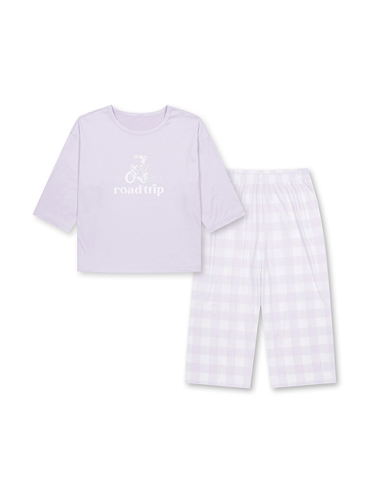 폴햄키즈(POLHAM KIDS) 공용) 체크 폴키베어 라운지 8부 세트_PKF5UI3840